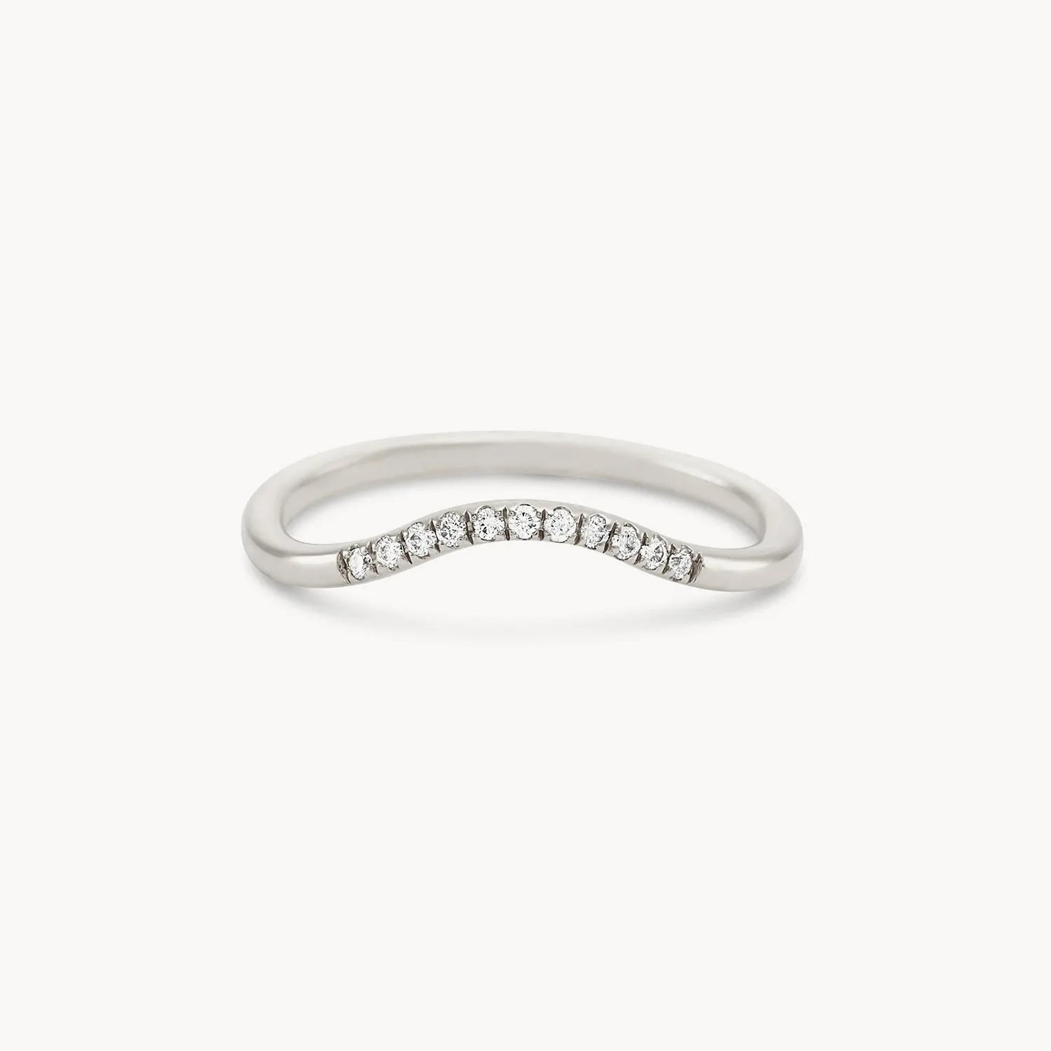 14K White Gold Wave Eternity Ring with White Diamonds - Perfect for Weddings, Anniversaries & Special Occasions