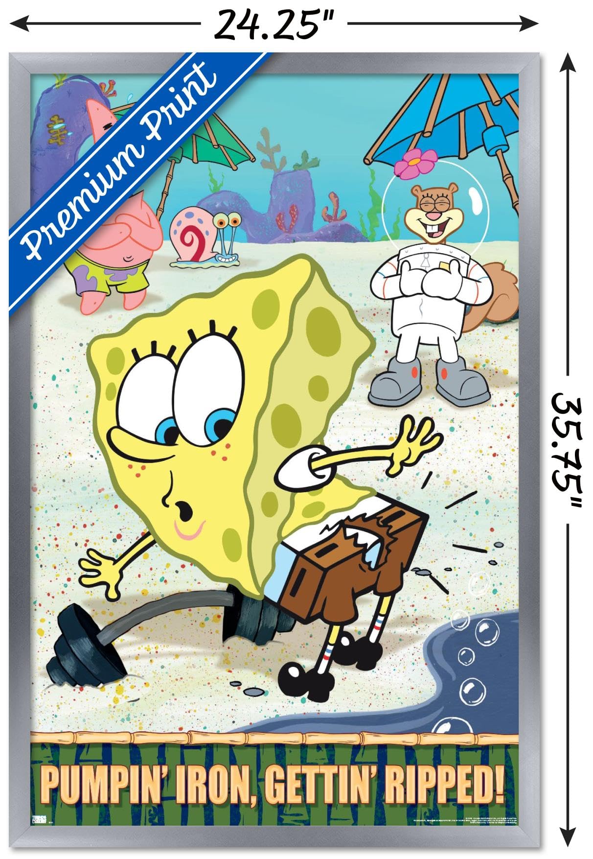 Trends International Nickelodeon SpongeBob SquarePants Wall Poster - 22.375 x 34 Inches, Silver Framed Version, Cartoon Home Decor for Kids Room & Game Room