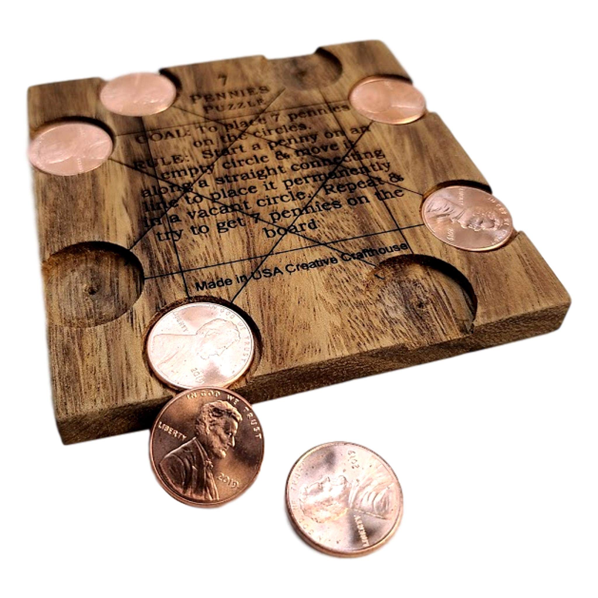 7 Pennies Puzzle - Fun & Challenging Brain Teaser Game for Kids & Adults | Perfect for Family Game Nights, Parties & Mental Exercise