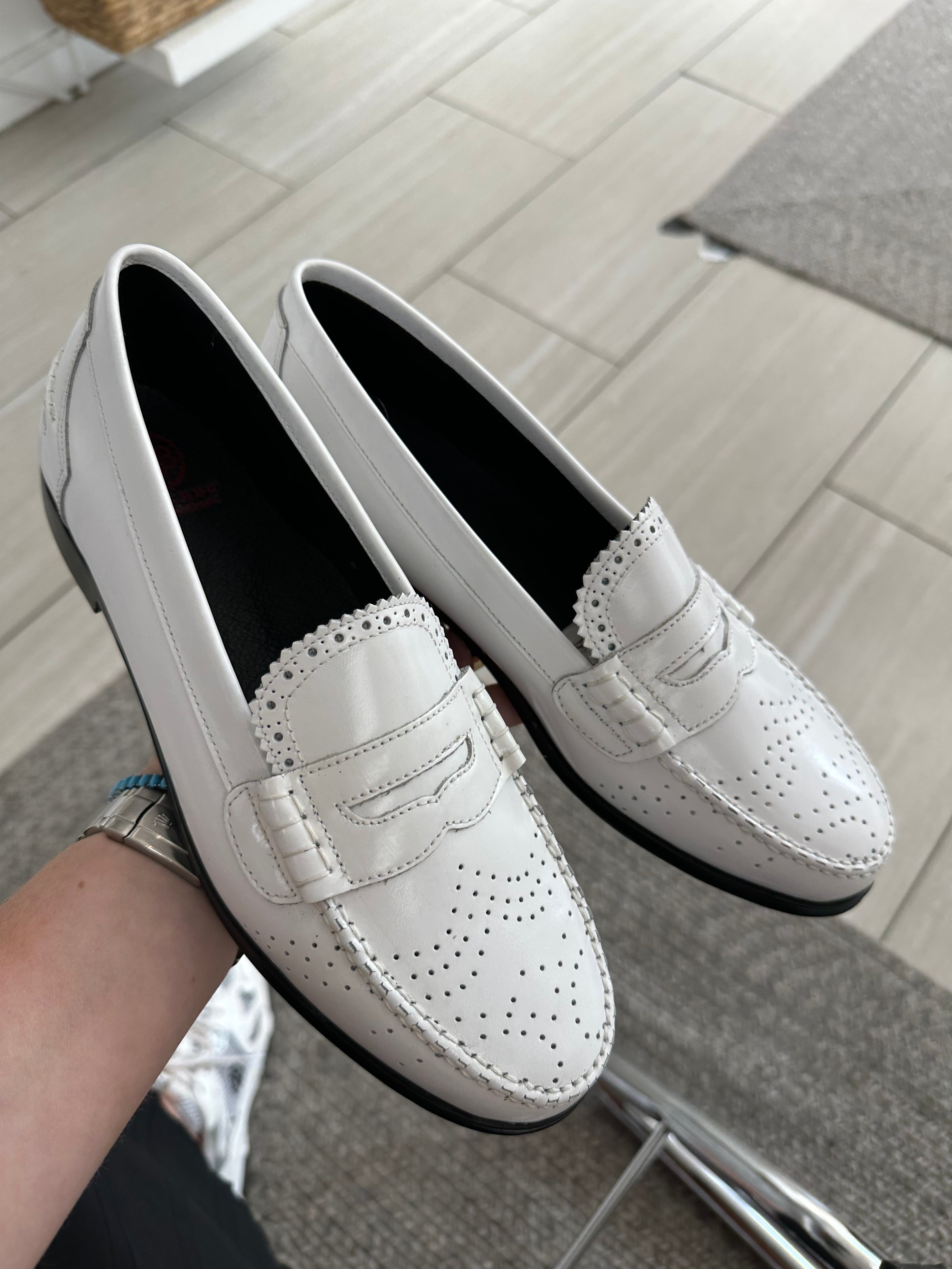 Blublonc White Florentic Perforated Loafers for Women - Comfortable Casual & Office Shoes - Perfect for Work, Travel, and Everyday Wear
