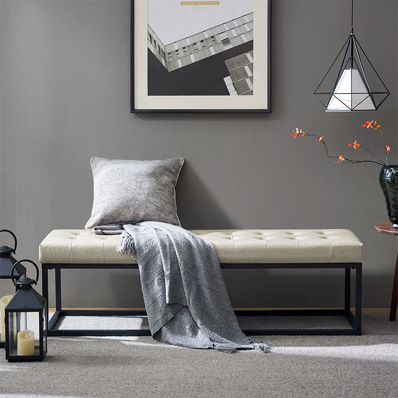 Amparo Mid Century Modern Bench with Sturdy Metal Base - Perfect for Living Room, Bedroom, or Entryway Seating