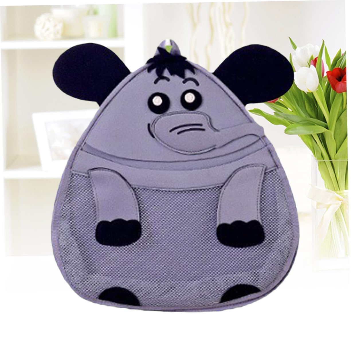 HEMOTON 3-Piece Bath Toy Storage Set - Animal Mesh Organizer Bags with Hooks & Strong Suction Cups for Kids (Elephant Design) - Perfect for Bathroom Organization & Baby Shower Gifts