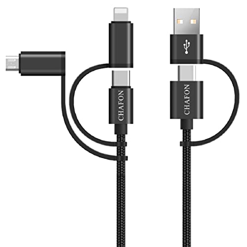 CHAFON 60W USB C Fast Charging Cable 5-in-1 PD 3A Nylon Braided Cord for iPhone 15 Pro Max/14/13/12, Galaxy S23, iPad Pro & Android Devices - 2 Pack (6.6FT) - Perfect for Home, Office & Travel Charging