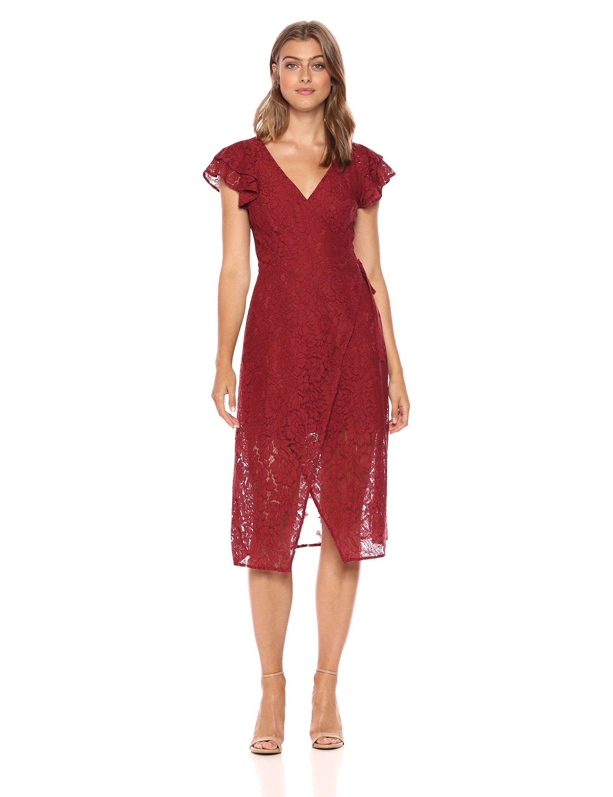 Elegant Women's Lace & Floral Print Short Sleeve Wrap Dress - Perfect for Summer Weddings, Garden Parties & Date Nights