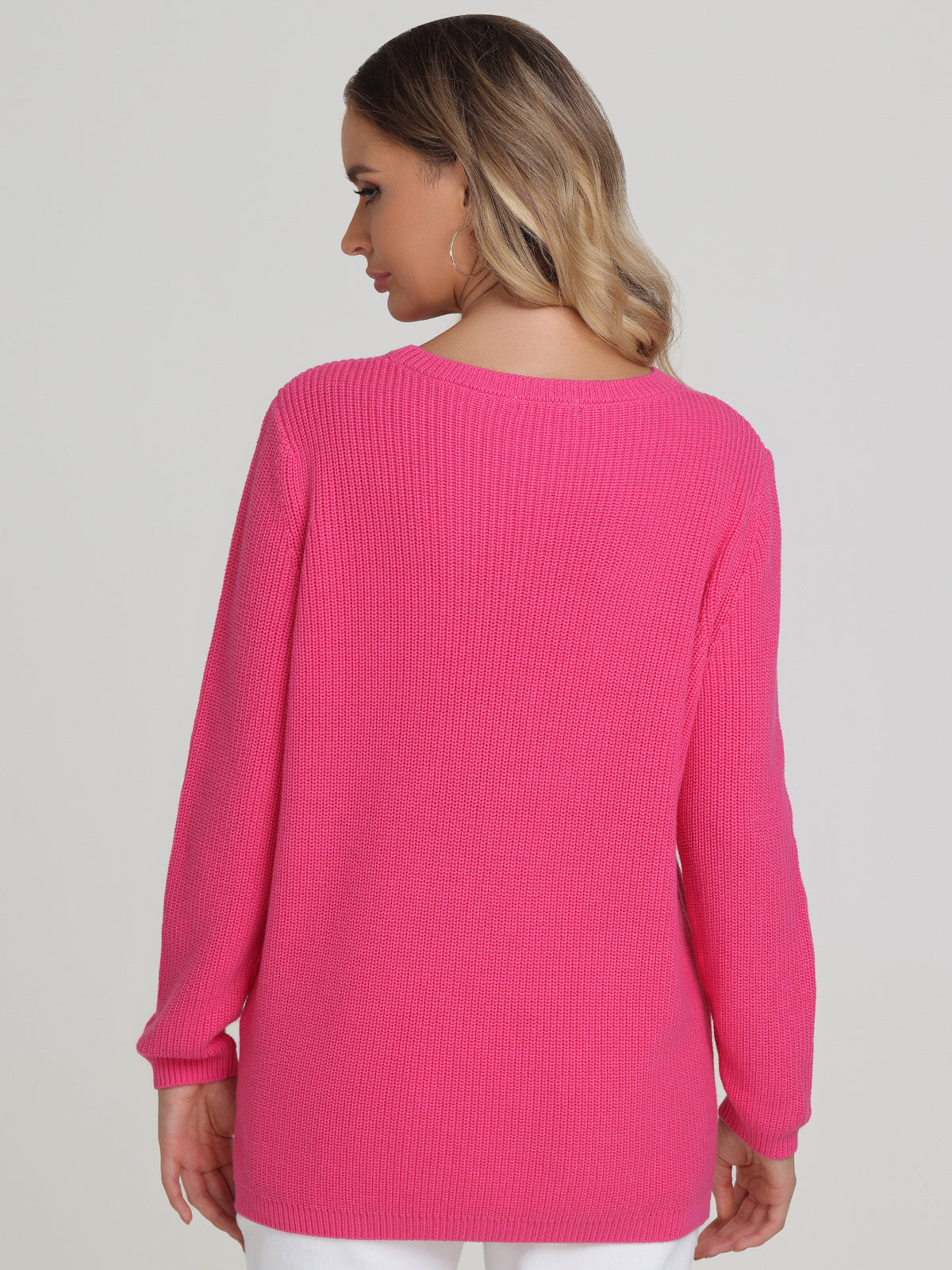 Emma Women's Crewneck Shaker Stitch Cotton Sweater | Soft Casual Knit Pullover | Perfect for Fall & Winter Layering, Office Wear & Weekend Outfits