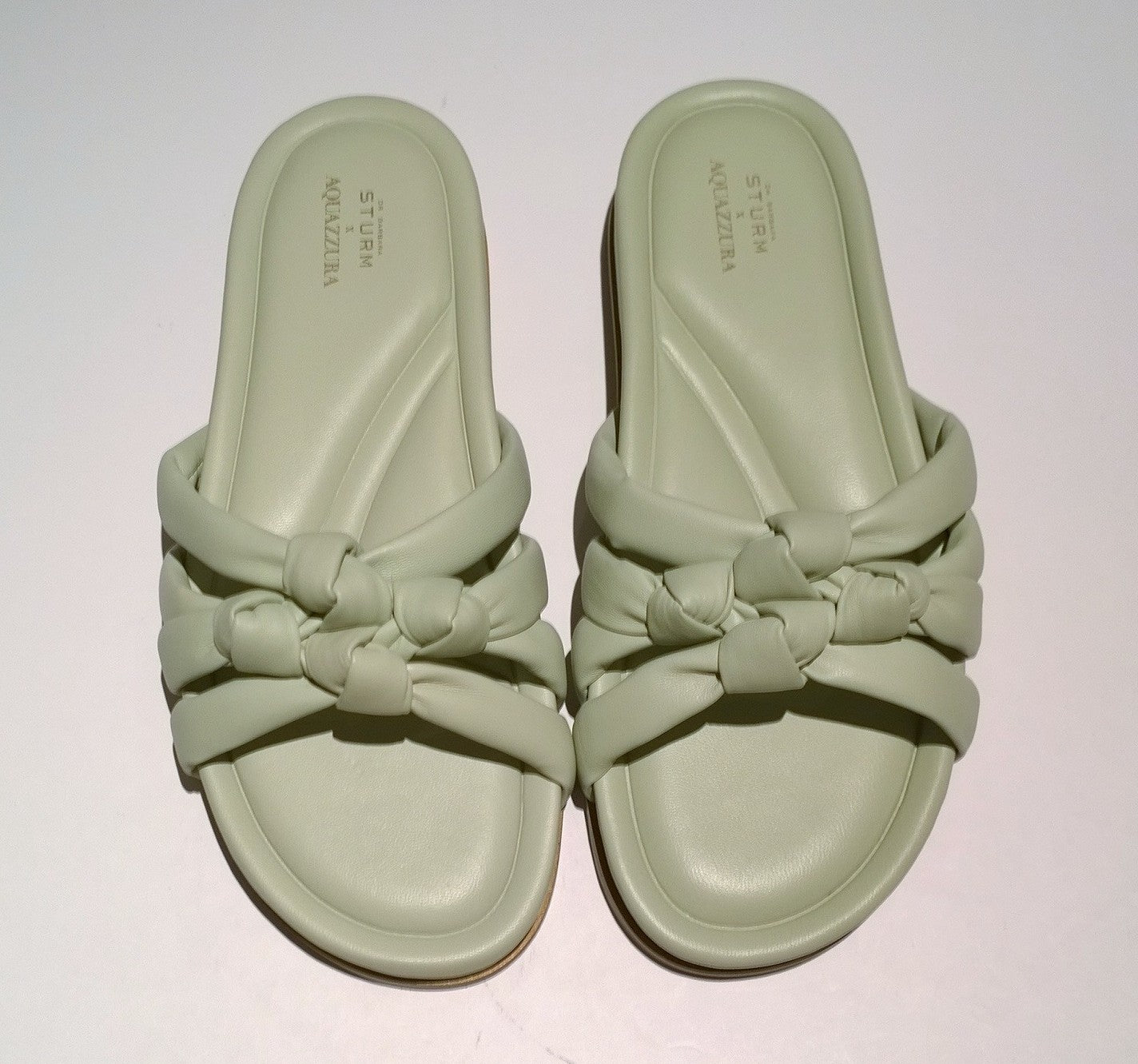 Aquazzura x Dr. Barbara Sturm Green Leather Padded Sandals - Comfortable Slides for Women | Perfect for Summer, Beach, and Casual Outings