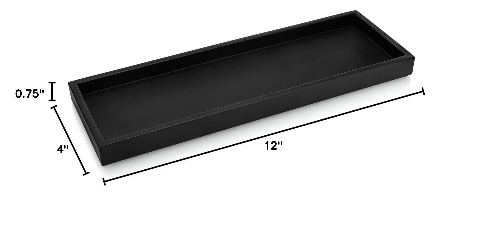 Essentra Home Matte Black Luxury Bathroom Vanity Tray - Rectangular Cosmetic Organizer for Jewelry, Perfume & Makeup | Stylish Countertop Decor for Modern Bathrooms & Bedrooms