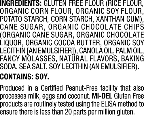 Mi-Del Gluten Free Chocolate Chip Cookies - Crunchy, Non-GMO Certified, 0g Trans Fat, Healthy Snack (Pack of 8) | Perfect for School Lunches, Office Snacks & Gluten-Free Diets