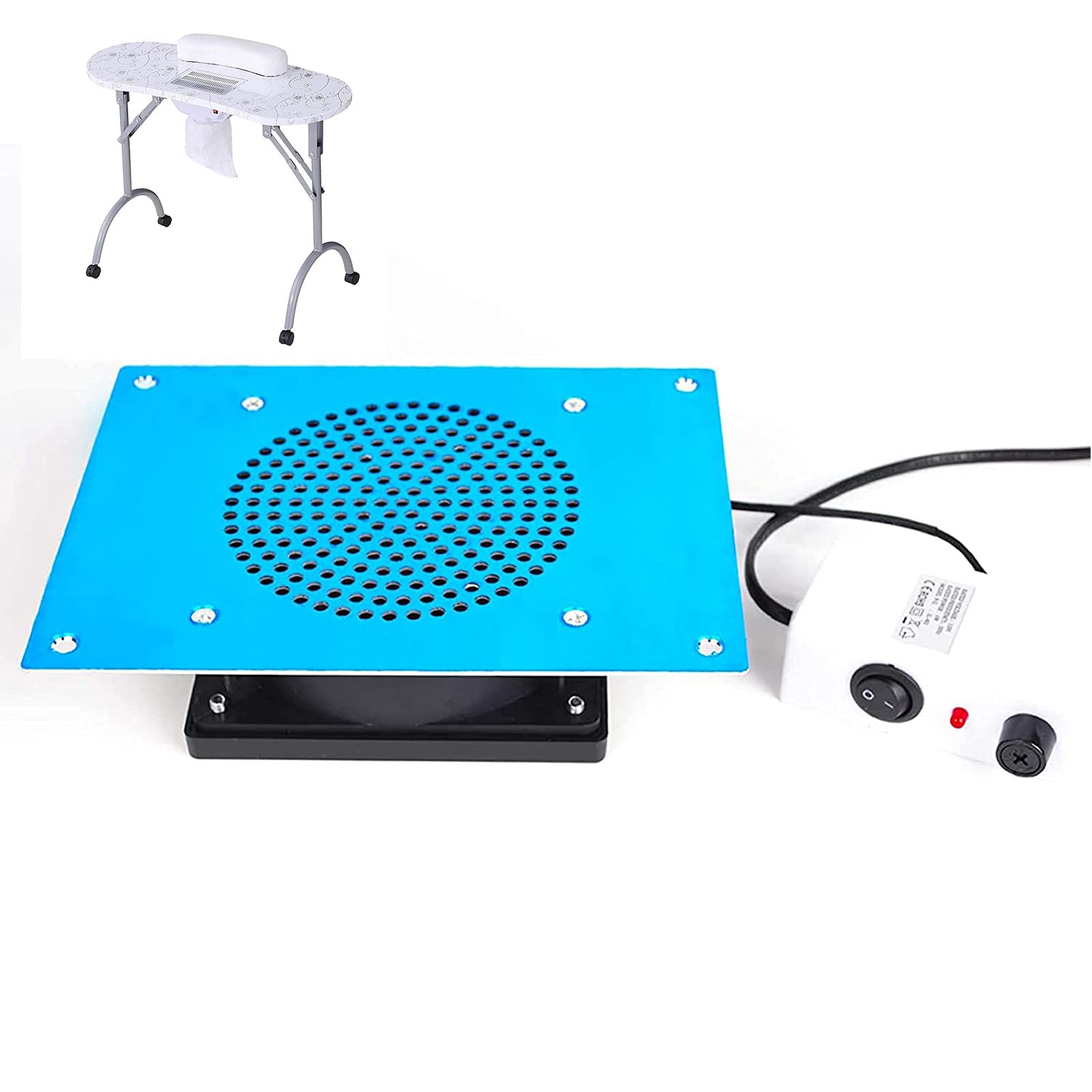 WESD High-Powered Desktop Vacuum Cleaner for Nail Salon - Built-in Countertop Dust Collector for Manicure Tables | Beauty Salon & Home Nail Care Accessory (Blue)