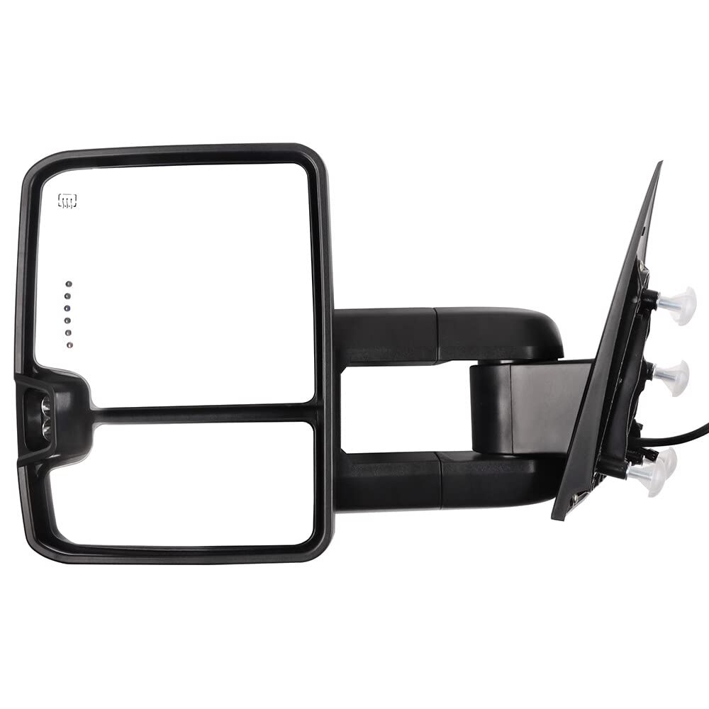 ECCPP Power Heated Towing Mirrors with LED Turn Signal & Puddle Light - Compatible with 2015-2019 GMC Sierra 2500/3500 HD Pickup Trucks - Left & Right Side Chrome Housing Mirrors - Perfect for Towing, Night Driving and Off-Road Adventures