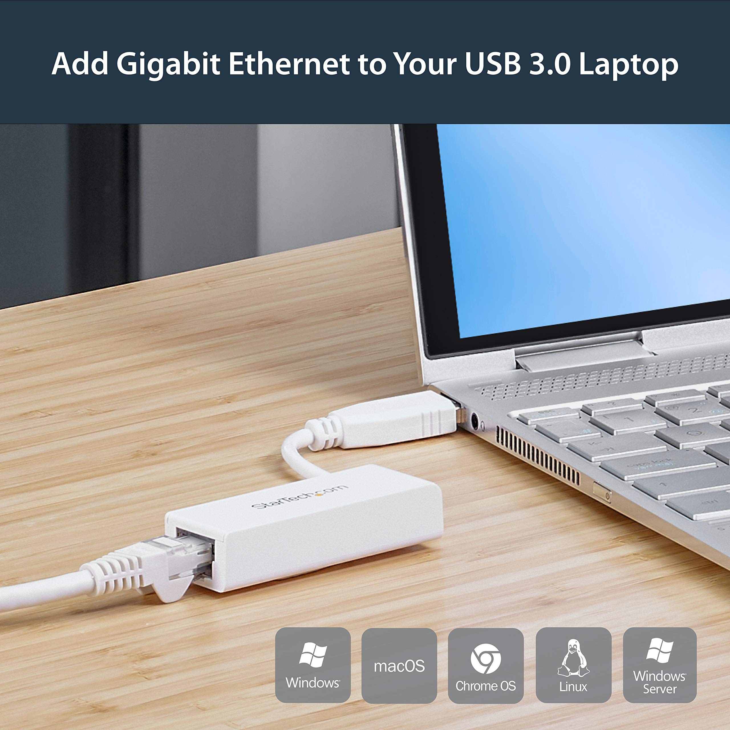 StarTech USB 3.0 to Gigabit Ethernet Adapter - Fast LAN Connection for Laptops & PCs