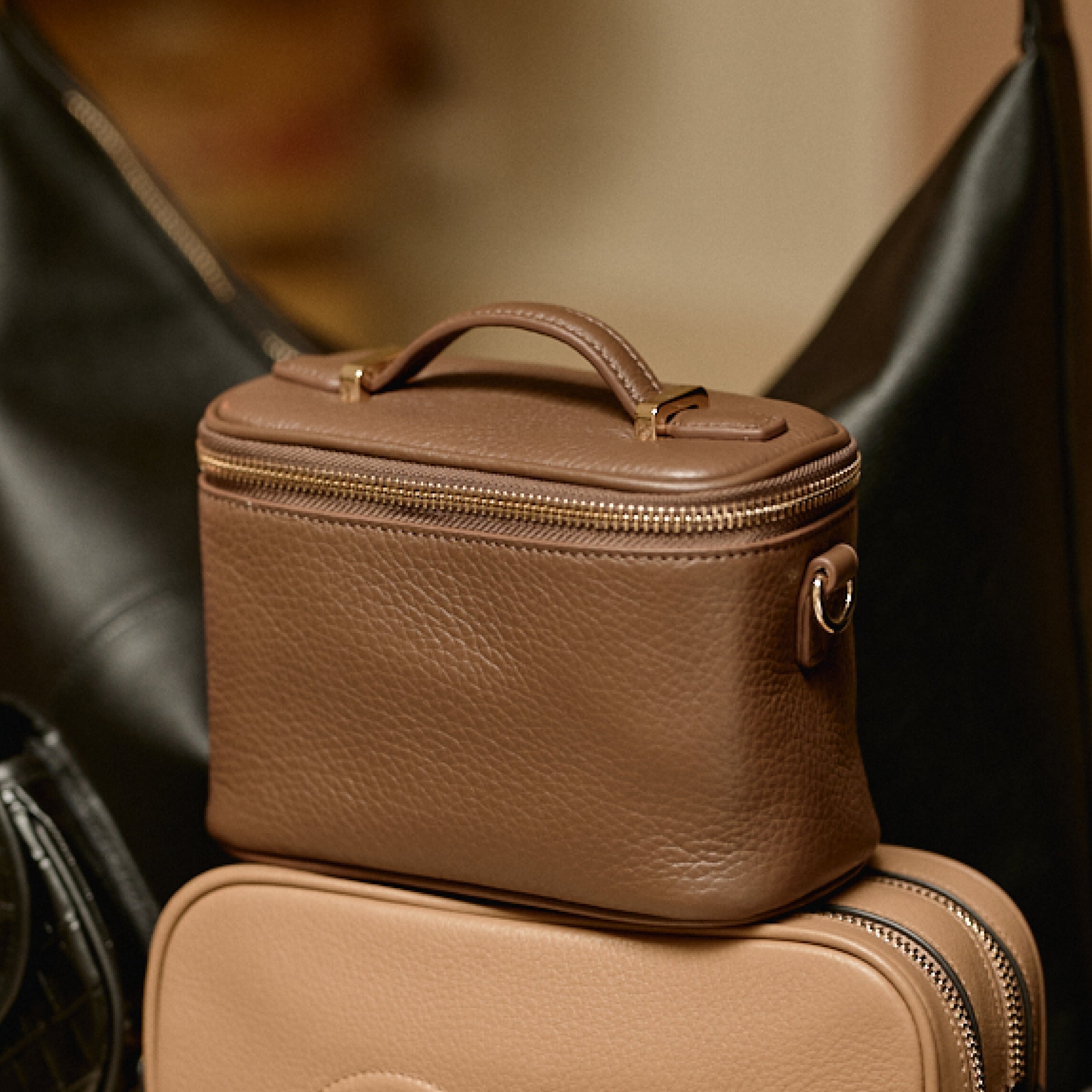 Maddie Micro Train Case Crossbody Bag in Cocoa Brown - Perfect for Travel, Work, and Everyday Use