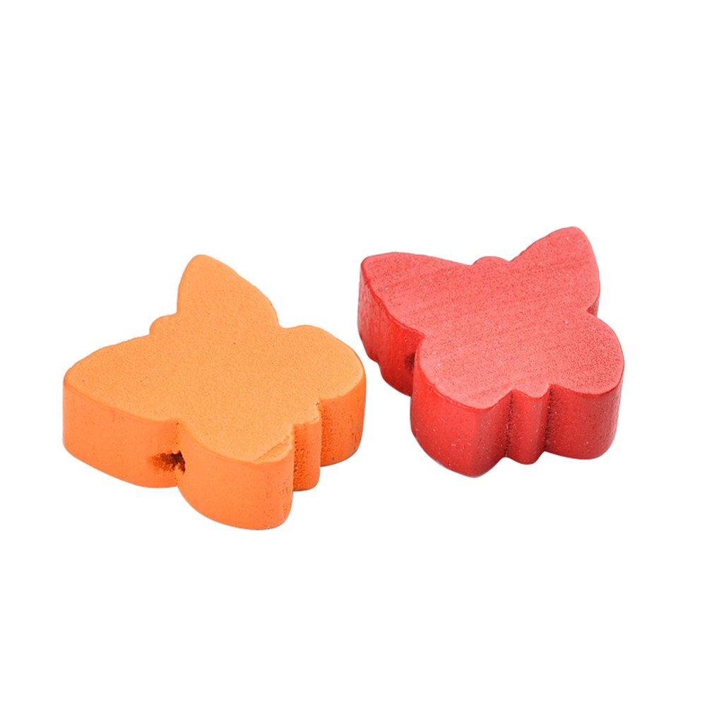 50pcs Mixed Color Butterfly Wood Beads for DIY Jewelry Making - 16x16x6mm Animal Beads Bracelet Spacers - Perfect for Handmade Necklaces, Earrings & Craft Projects