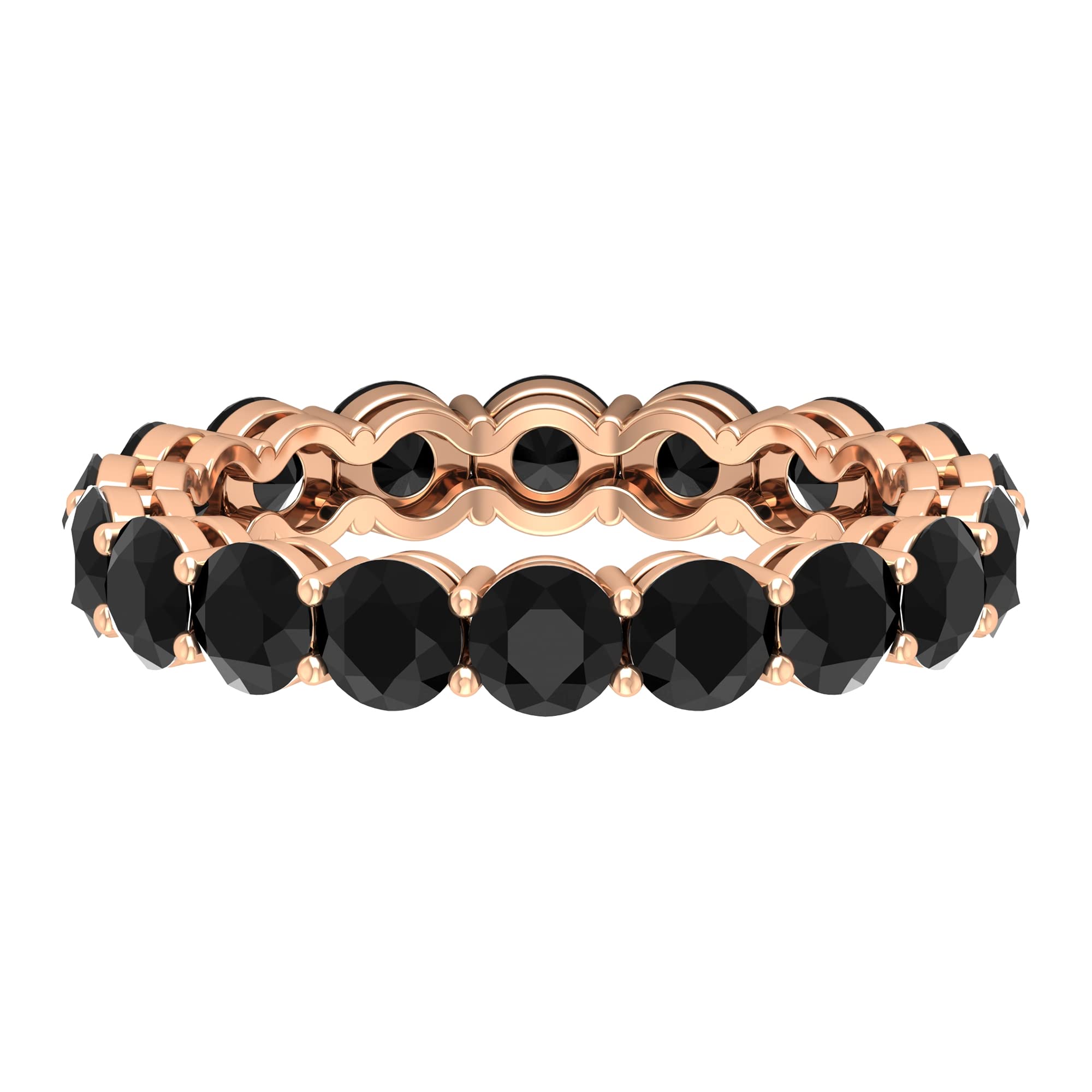 4 CT Black Onyx Eternity Ring - 14K Solid Gold December Birthstone Ring for Women | Elegant Stackable Band for Anniversary, Wedding & Everyday Wear