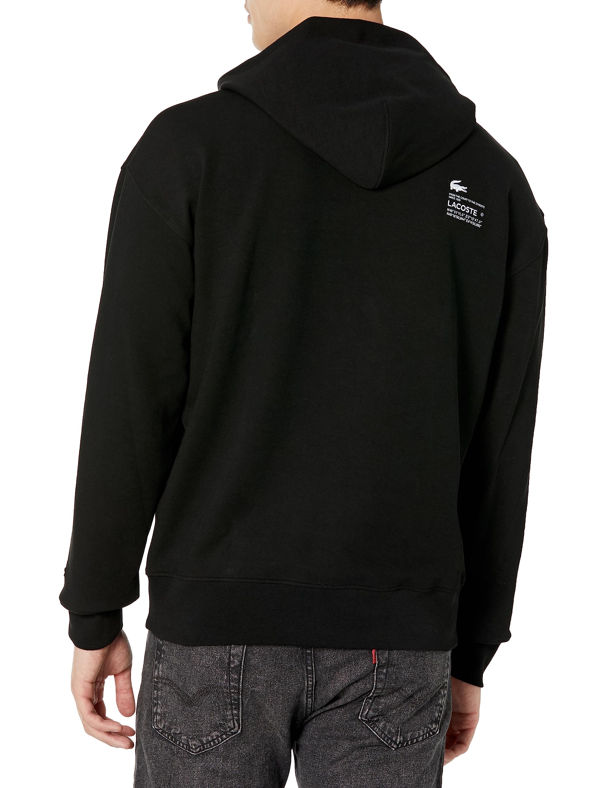 Lacoste Men's Loose Fit Crocodile Logo Hoodie - Casual Pullover Sweatshirt for Streetwear & Everyday Comfort