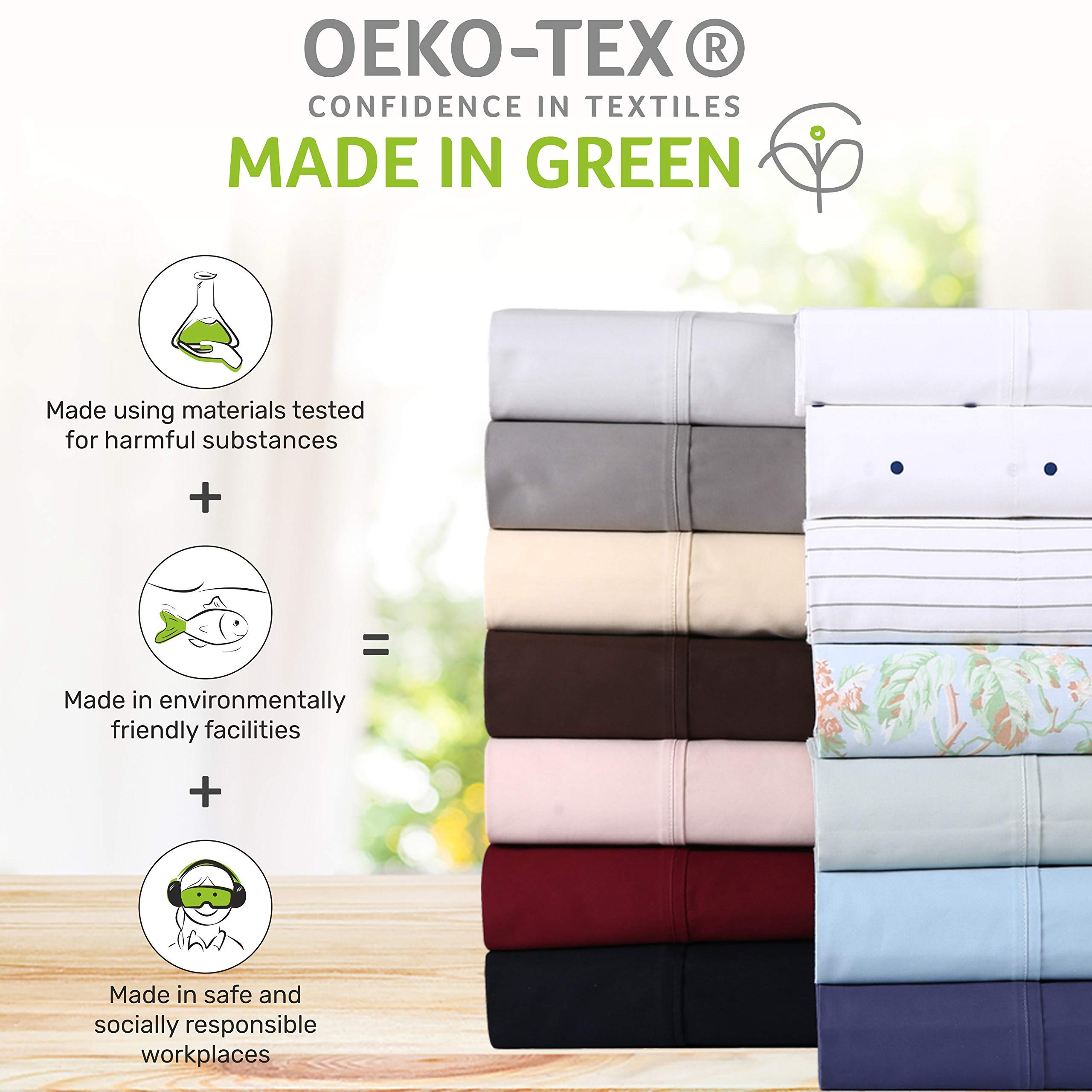 800 Thread Count 100% Long-Staple Combed Cotton Queen Fitted Sheet - Soft & Silky Sateen Weave, Natural Sage Green - Perfect for Master Bedrooms, Guest Rooms & Luxury Hotels