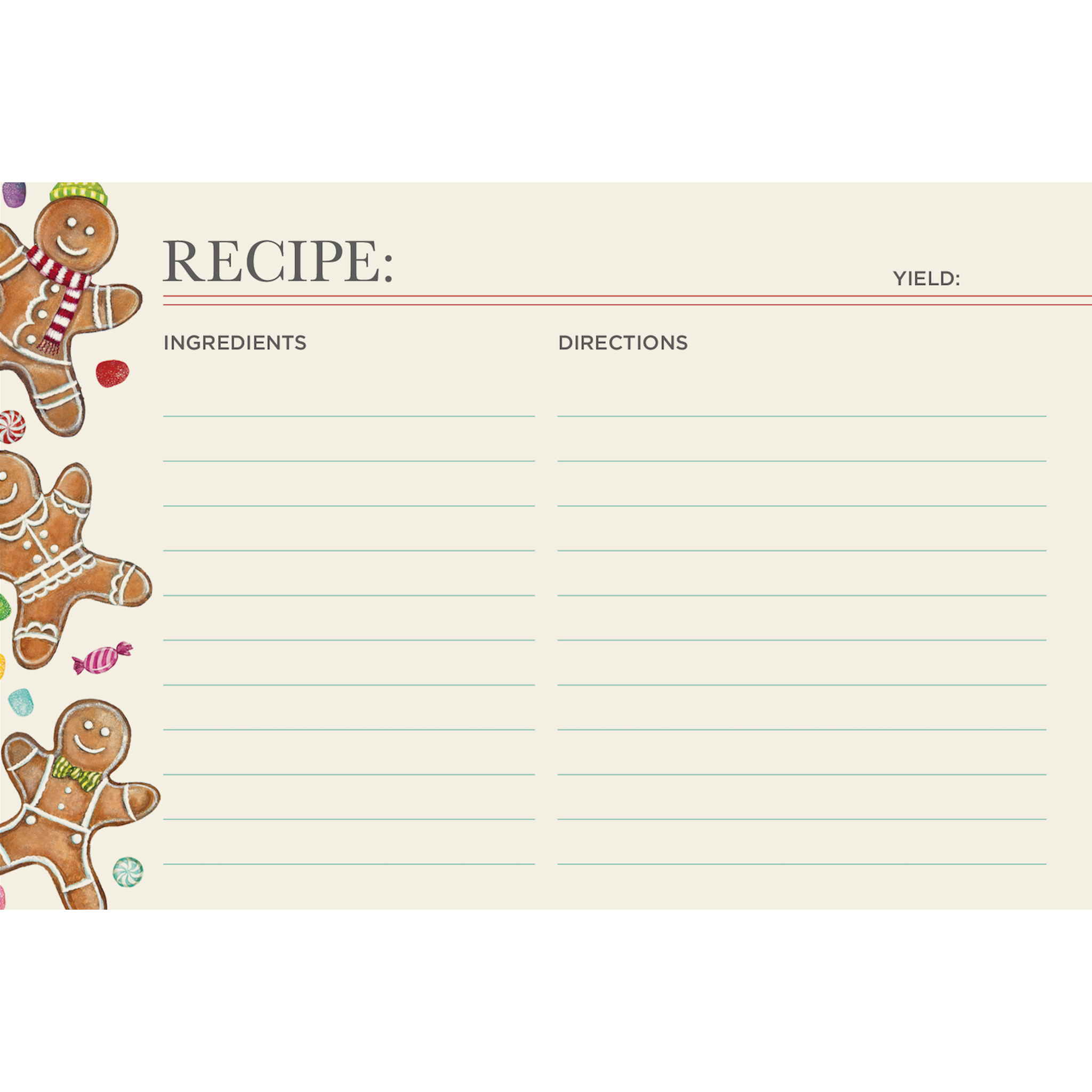 Easy Gingerbread Man Recipe Card - Step-by-Step Baking Guide for Holiday Cookies | Perfect for Christmas Baking & Family Fun