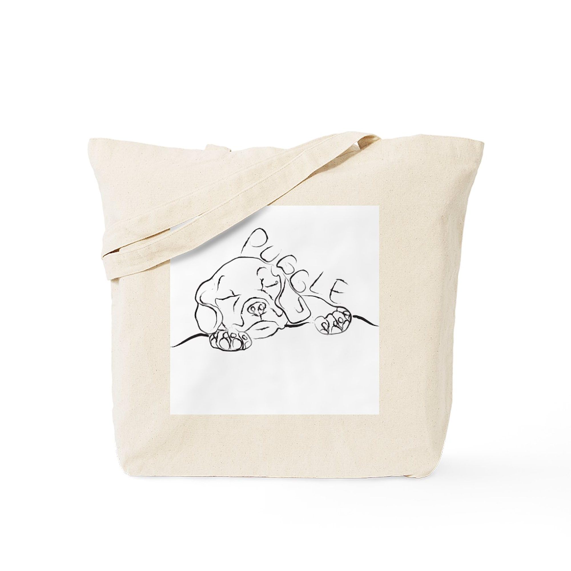 Puggle Art Tote Bag - Natural Canvas Reusable Shopping Bag for Groceries, Beach & Everyday Use | Eco-Friendly & Durable