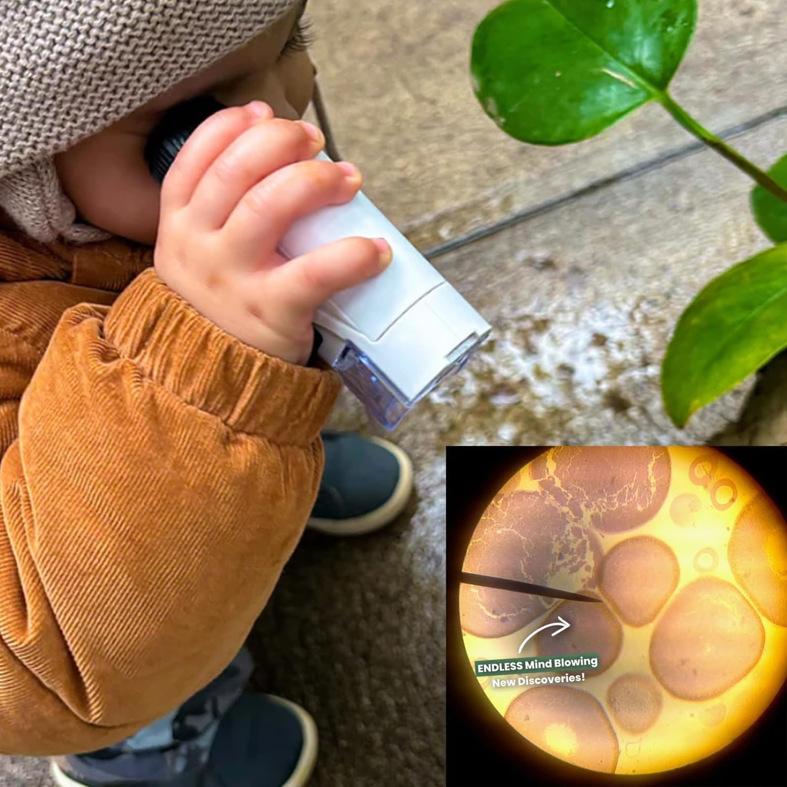 Your Little Scientist Microscope - Original Portable Kids Microscope for Science Exploration, STEM Learning & Outdoor Adventures (Green) - Perfect for Classroom, Home & Nature Discovery