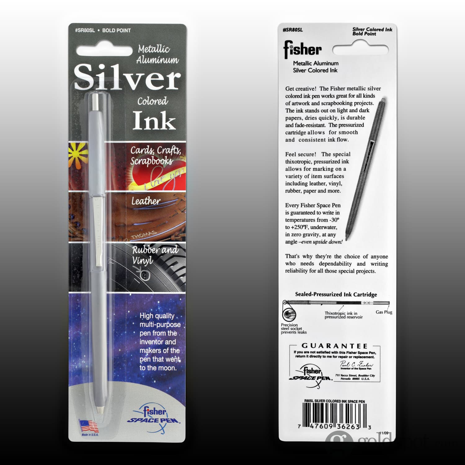 Fisher Space Pen Metallic Ballpoint Pen - Silver Ink Refillable Space Pen for Writing in Extreme Conditions, Zero Gravity, Underwater & Everyday Use