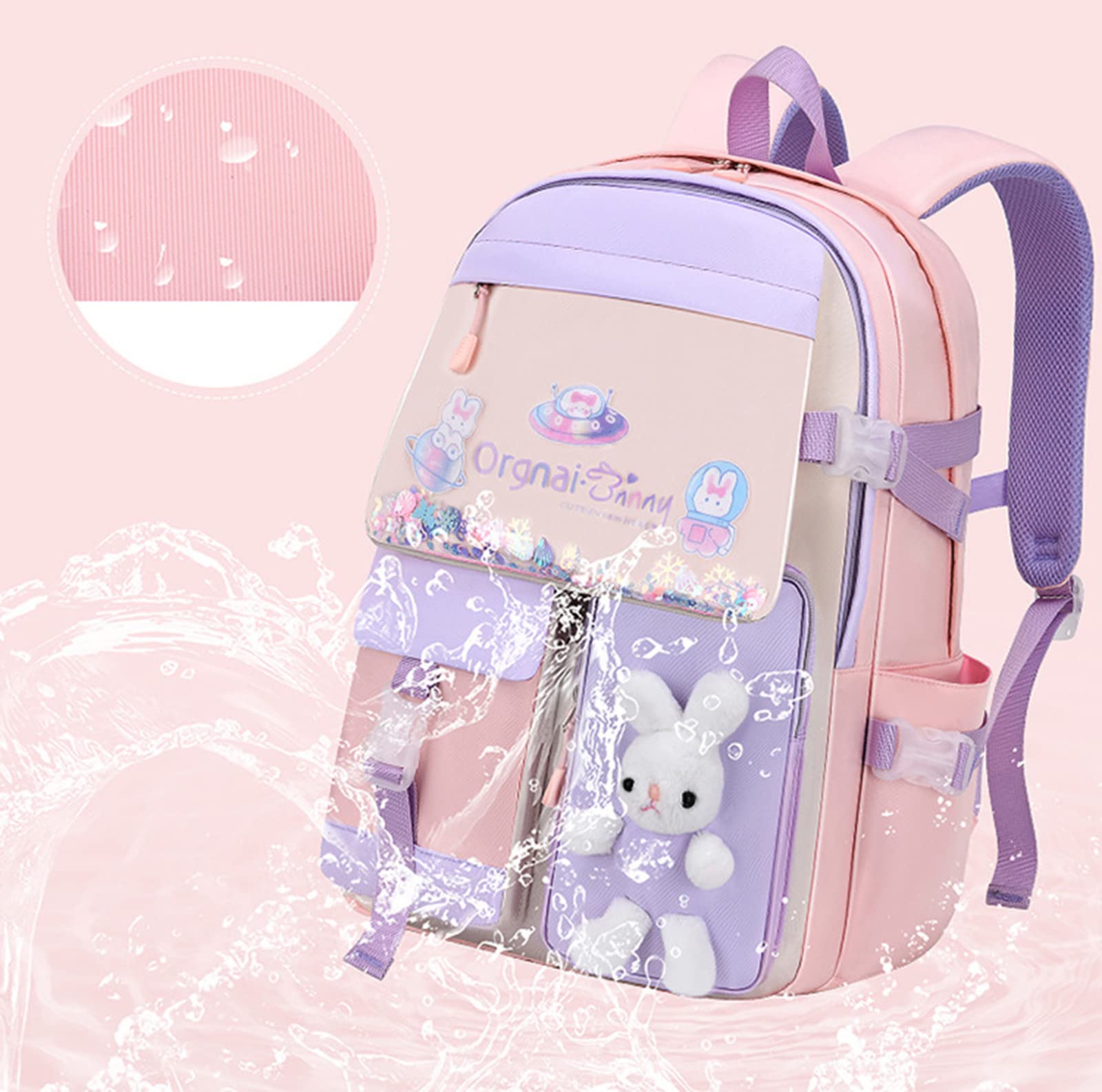 Cute Bunny Backpack for Girls - Kawaii Waterproof School Bag & Laptop Backpack in Pink - Perfect for School, Travel & Everyday Use