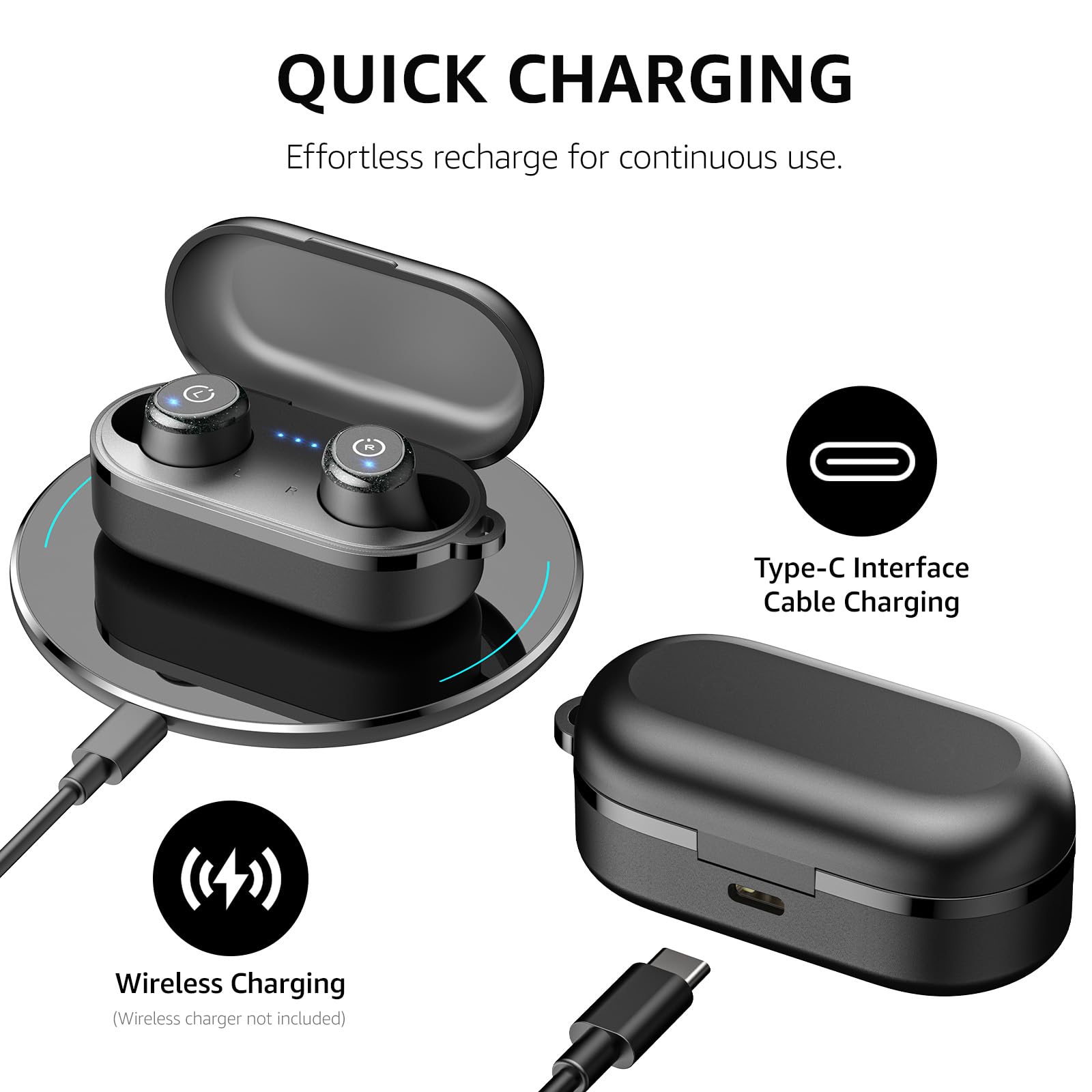 TOZO T10 Wireless Earbuds Bluetooth 5.3 - Ergonomic in-Ear Headphones with Noise Cancelling (Renewed) | Perfect for Gym, Running, Travel & Work Calls