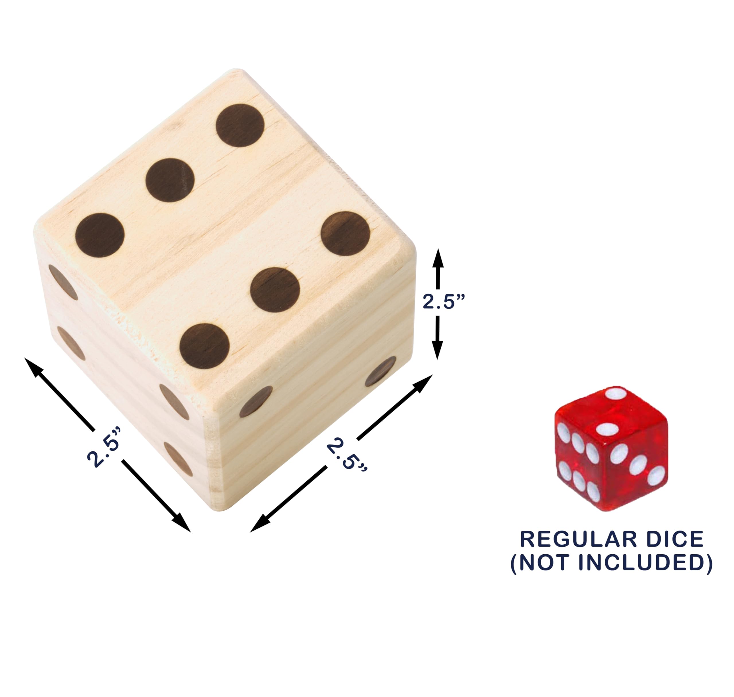 Large Wooden Yard Dice Set of 6 with Two Games & Cardboard Bucket for Outdoor Parties, Family Gatherings, and Backyard Fun