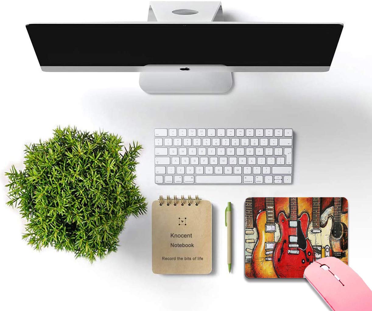 Custom Gaming Mouse Pad with Non-Slip Rubber Base - Tapestry Guitar Design Mousepad & Coaster Set for PC, Laptop, Office & Gaming - Perfect for Work, Gaming & Home Computer Setup