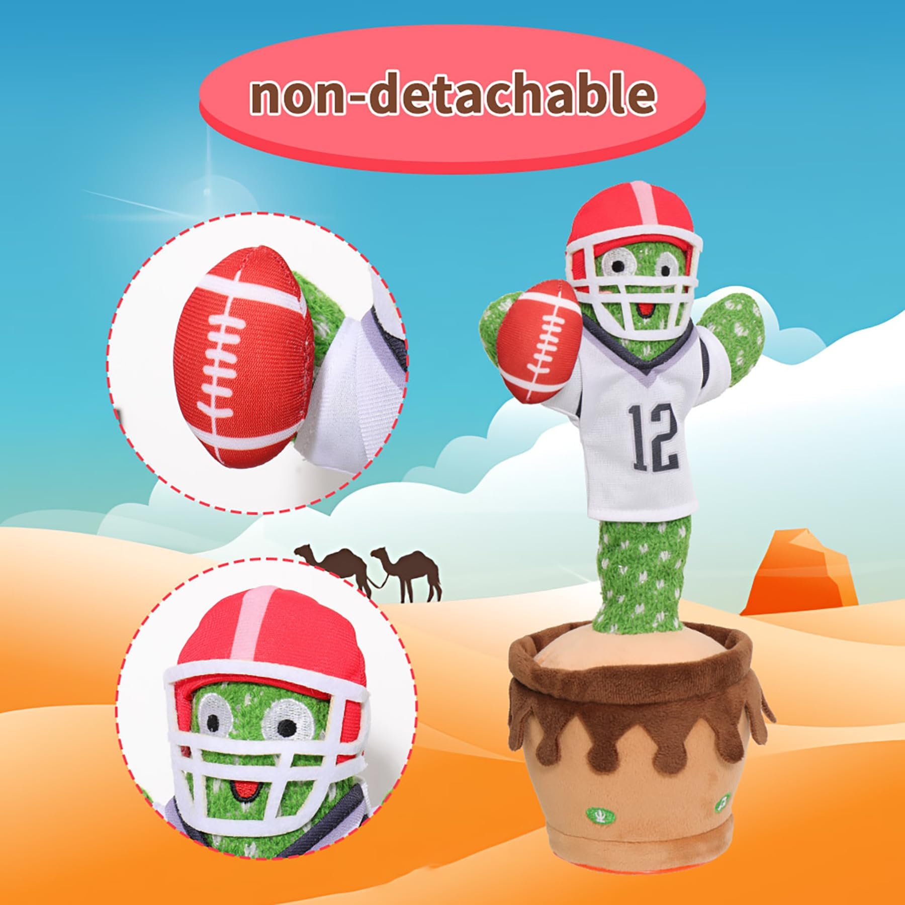Dancing Football Cactus Toy - Singing, Talking & Recording Electronic Baby Toy with 60 English Songs | Fun Interactive Gift for Kids Birthday & Party Entertainment