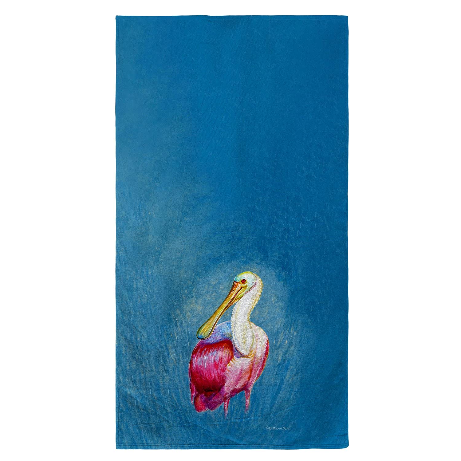 Betsy Drake Spoonbill Portrait Beach Towel - Soft & Absorbent Cotton Towel for Pool, Beach & Travel - Bird Lover Gift & Coastal Home Decor