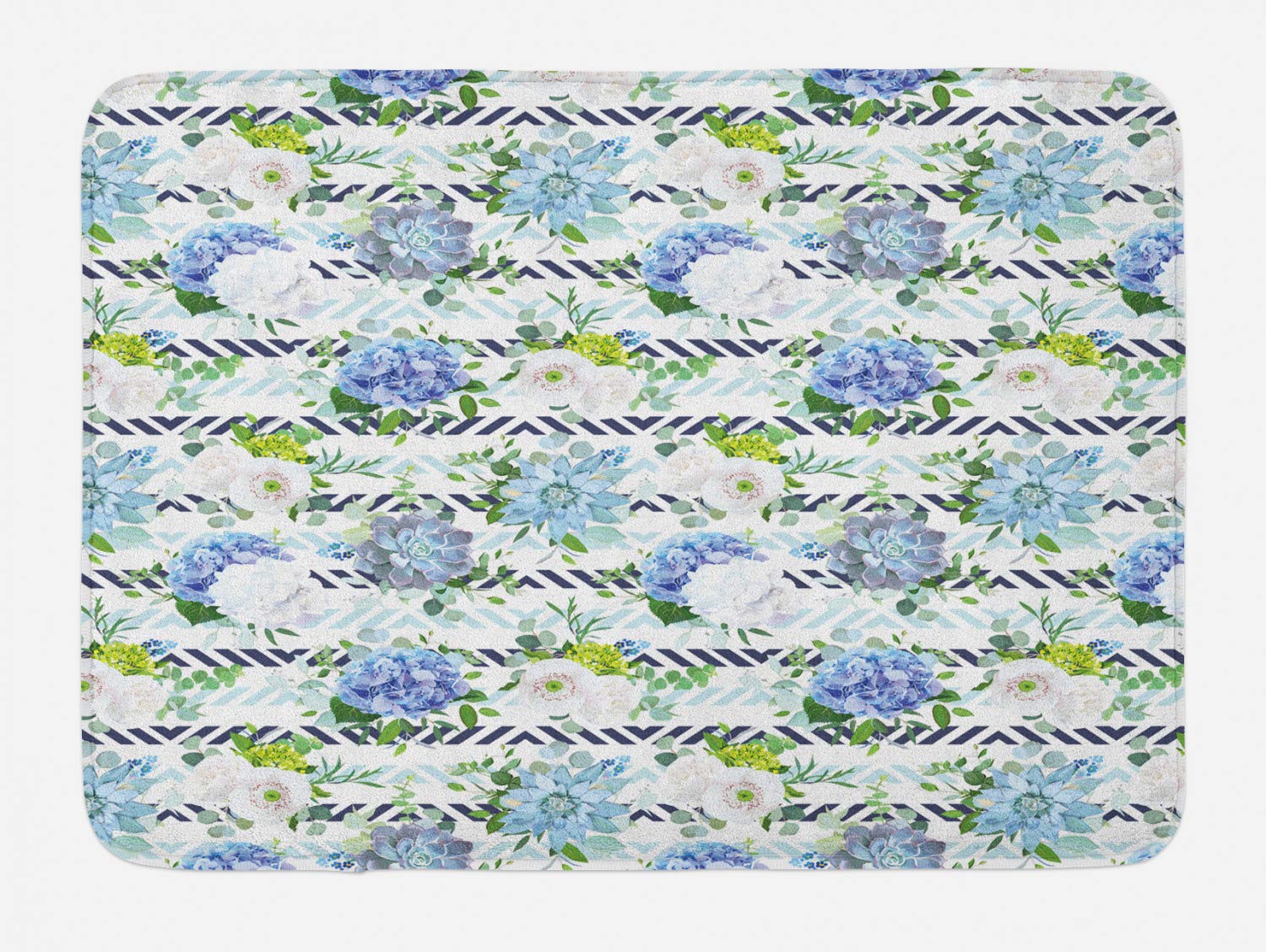 Ambesonne Non-Slip Hydrangea Bath Mat - Soft Plush Floral Bathroom Rug with Anti-Skid Backing, 30.2