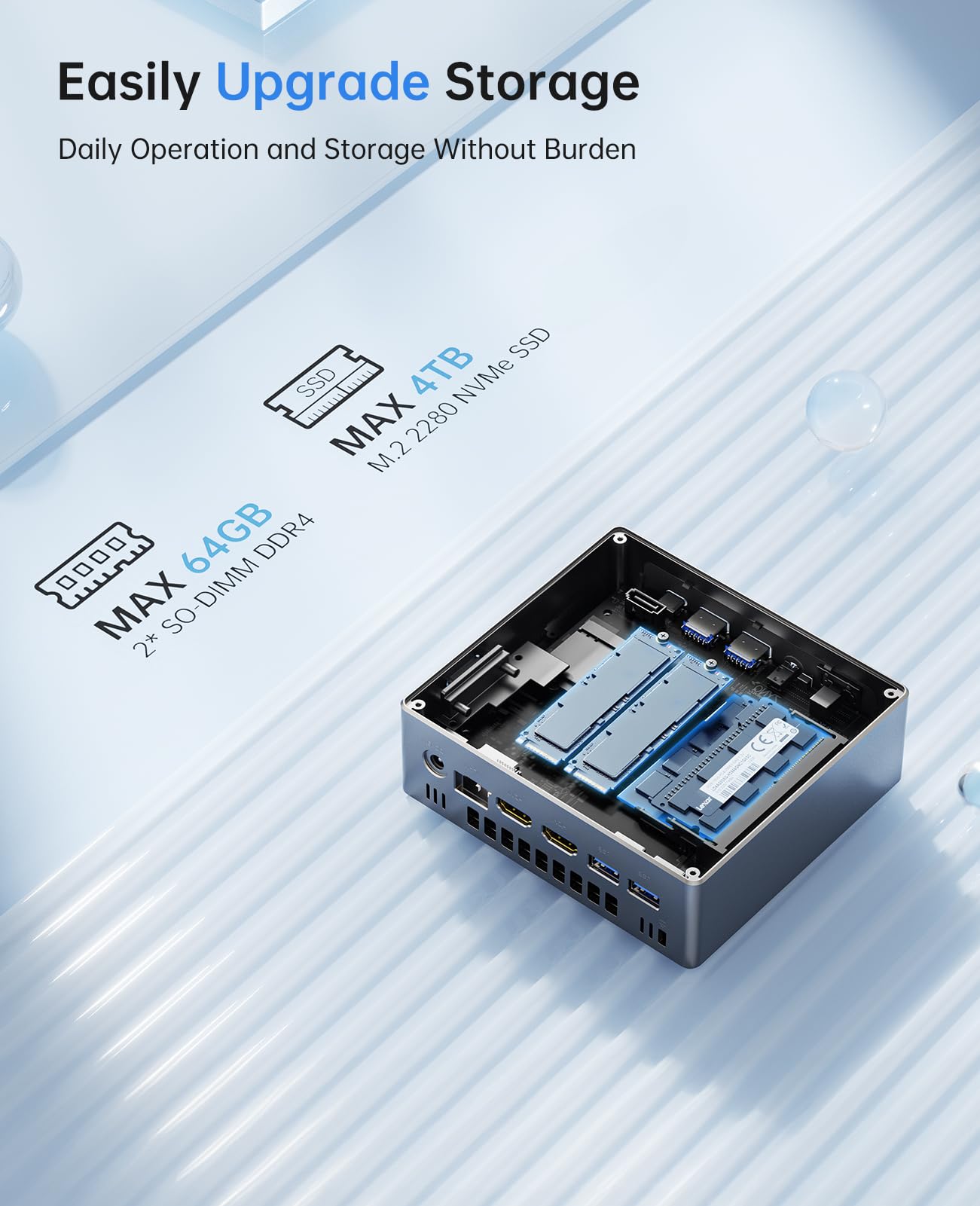 NiPoGi CK10 Mini PC with Intel Core i5-12450H (8C/12T, Up to 4.40GHz), 16GB DDR4 RAM, 512GB NVMe SSD, WiFi 6, BT 5.2, Dual HDMI & VGA Ports, 4K UHD Triple Display - Perfect for Home Office, Gaming & Entertainment