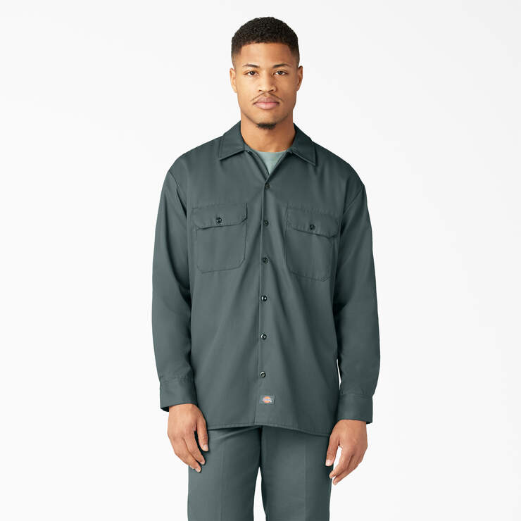 Dickies Men's Durable Long Sleeve Work Shirt - Heavy Duty Cotton Twill, Relaxed Fit for Construction, Farming & Outdoor Workwear