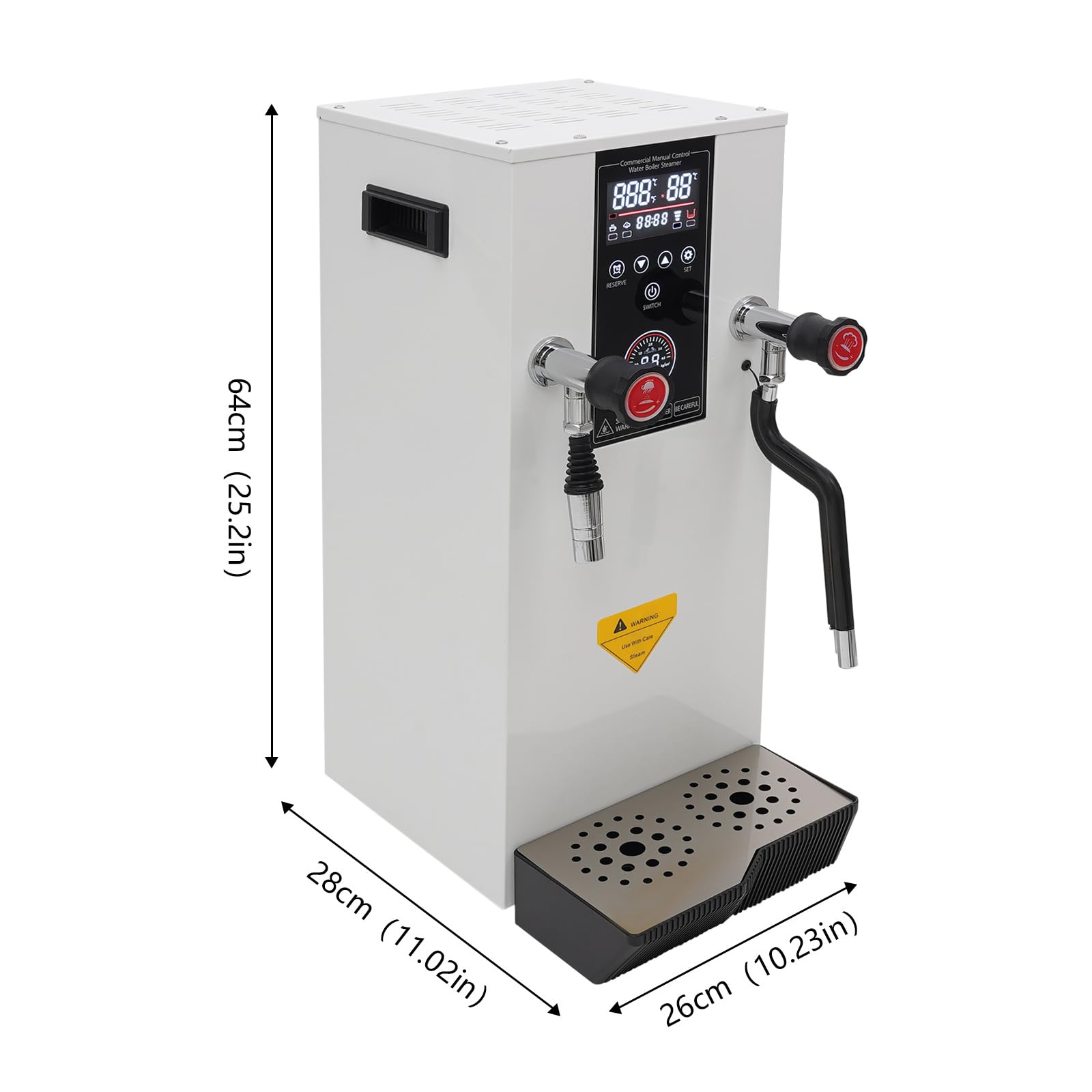 12L 3000W Commercial Electric Water Boiler with Timer & Removable Drip Tray, 110V Hot Water Dispenser for 0.1-0.4MPA Pressure - Perfect for Restaurants, Schools, Offices and Cafes (White)