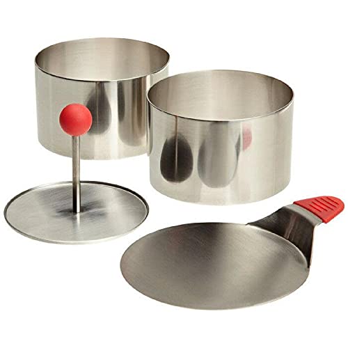 Stainless Steel Round Food Rings Set with Silicone - 3.5 Inch Baking Supplies for Cookies, Muffins & Cakes | Perfect for Home Baking, Pastry Making & Kitchen Essentials