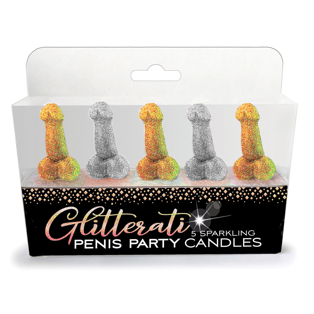 Glitterati Sparkling Penis Shaped Candles 5 Pack - Perfect for Bachelorette Parties, Birthday Celebrations & Adult Humor Gifts