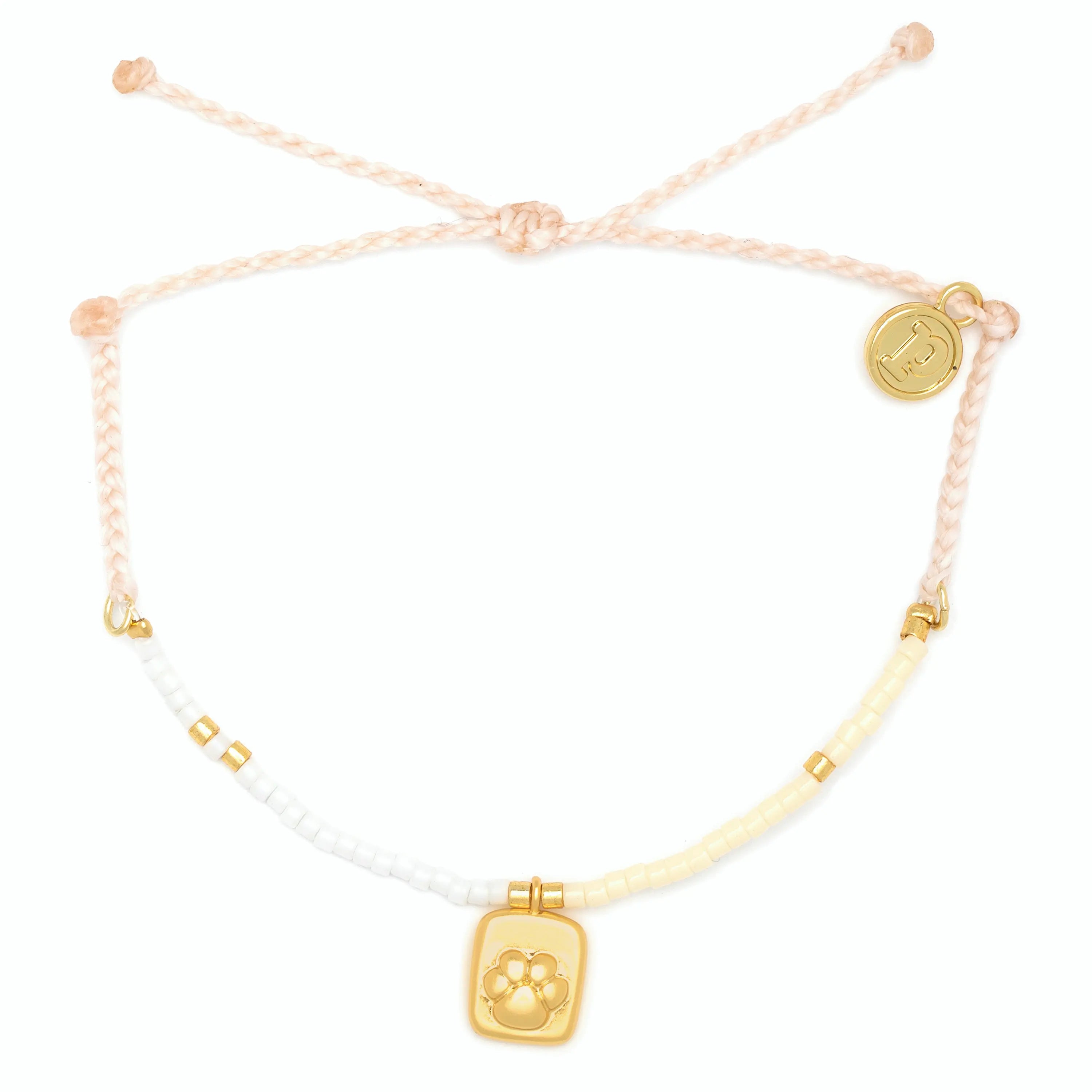 Paw Print Seed Bead Gold Charm Bracelet for Women - Dainty Animal Lover Jewelry Gift for Dog Cat Pet Owners - Perfect for Everyday Wear, Gifts & Special Occasions