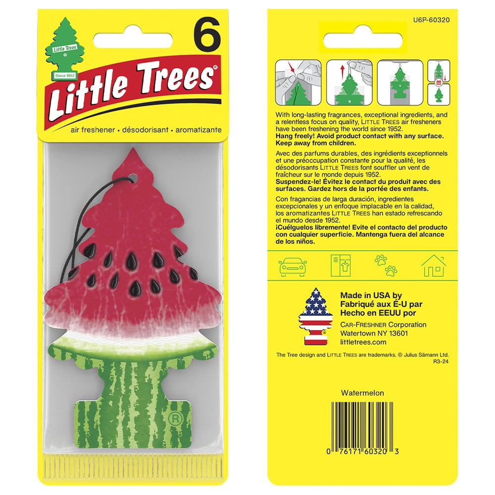 Little Trees Air Fresheners - 24 Pack Hanging Car Air Fresheners with Long Lasting Watermelon Scent | Freshen Your Car, Home, Office & Small Spaces