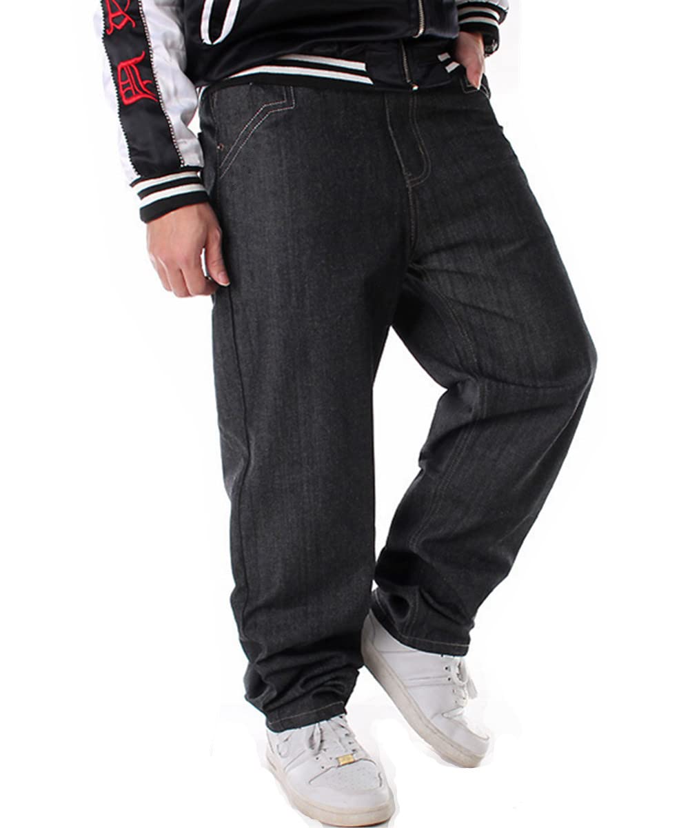QBO Men's Hip-Hop Wash Denim Baggy Jeans with Pockets - Loose Fit Streetwear Pants for Casual Wear & Hip Hop Fashion