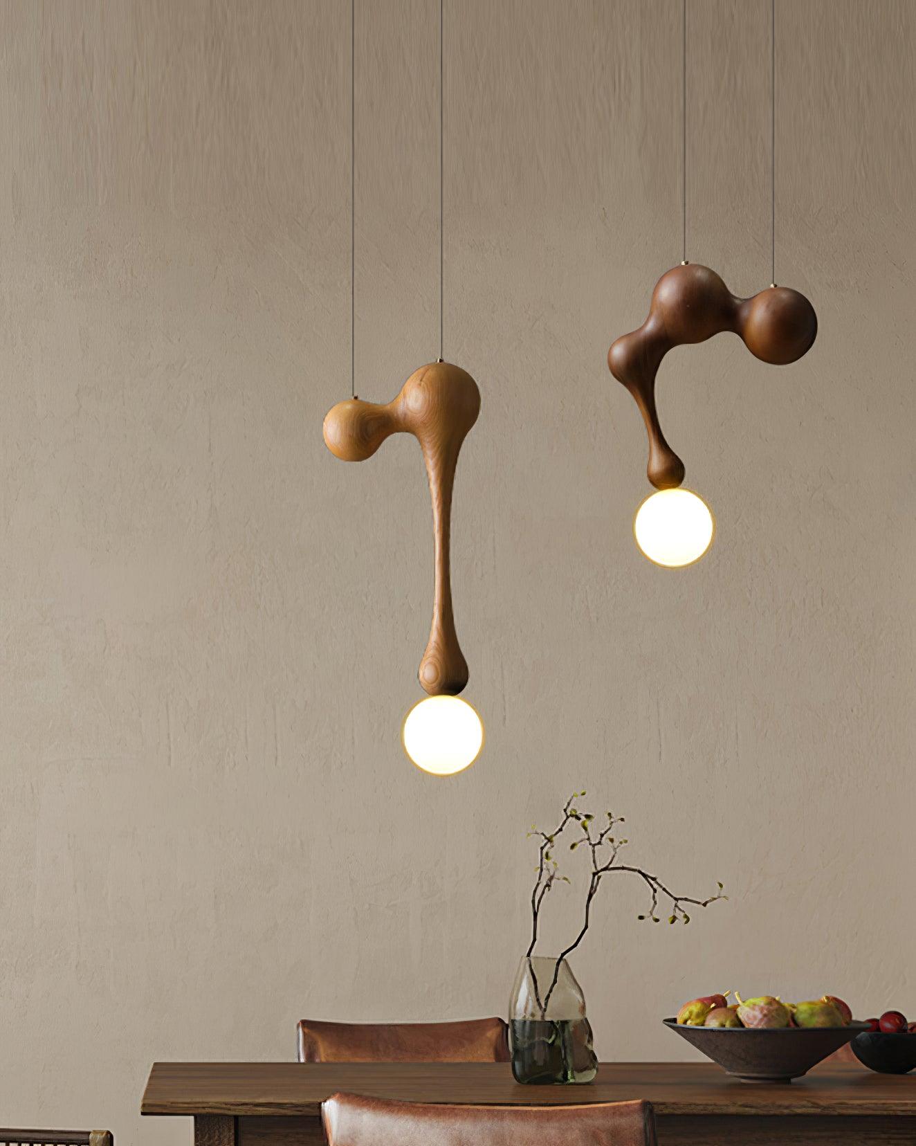 Jenna Wooden Pendant Lamp - Handcrafted Wood Ceiling Light Fixture for Dining Room, Kitchen Island & Bedroom Decor