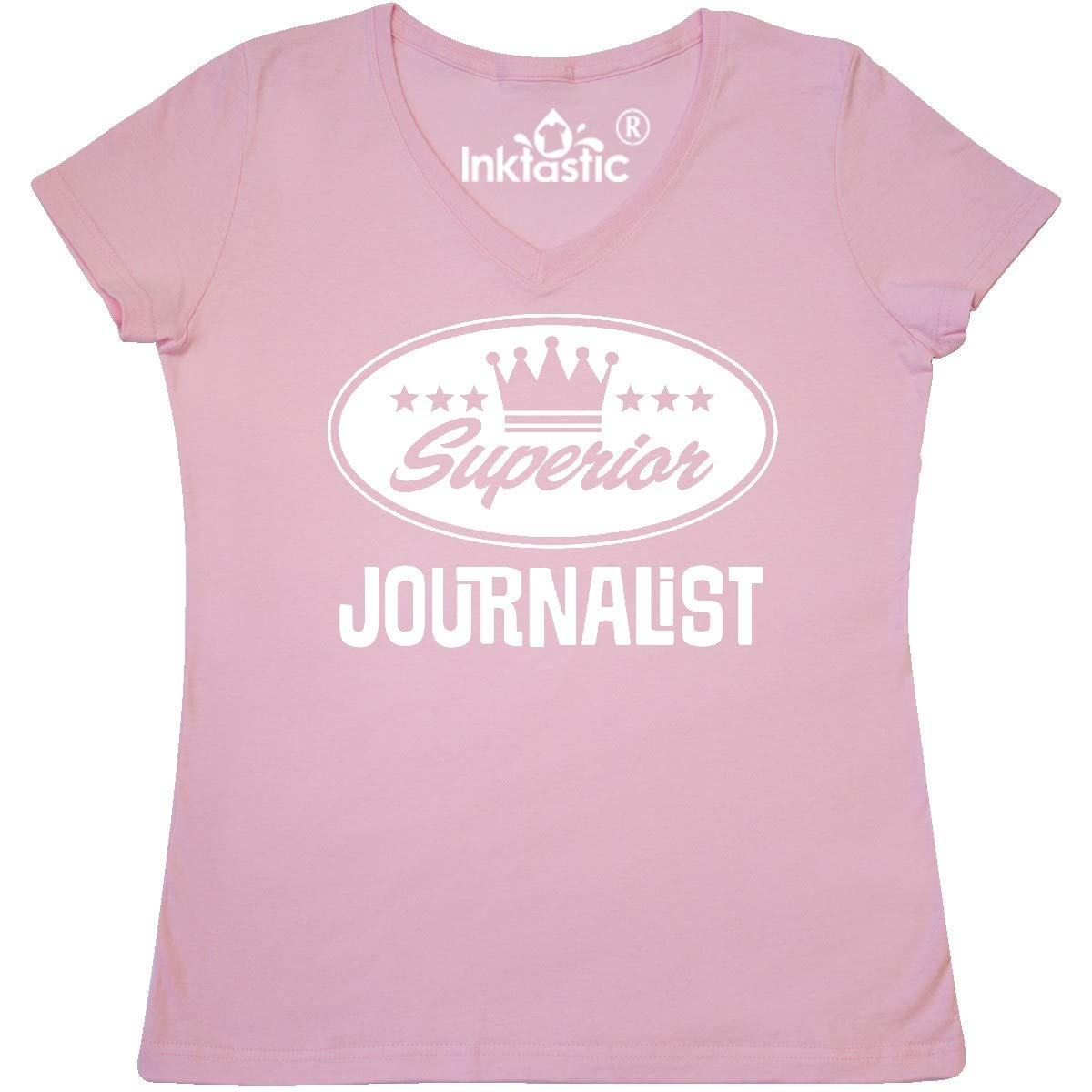 Inktastic Journalist Reporter Gift - Women's V-Neck T-Shirt for Writers, News Anchors & Media Professionals - Perfect for Work, Interviews & Press Conferences