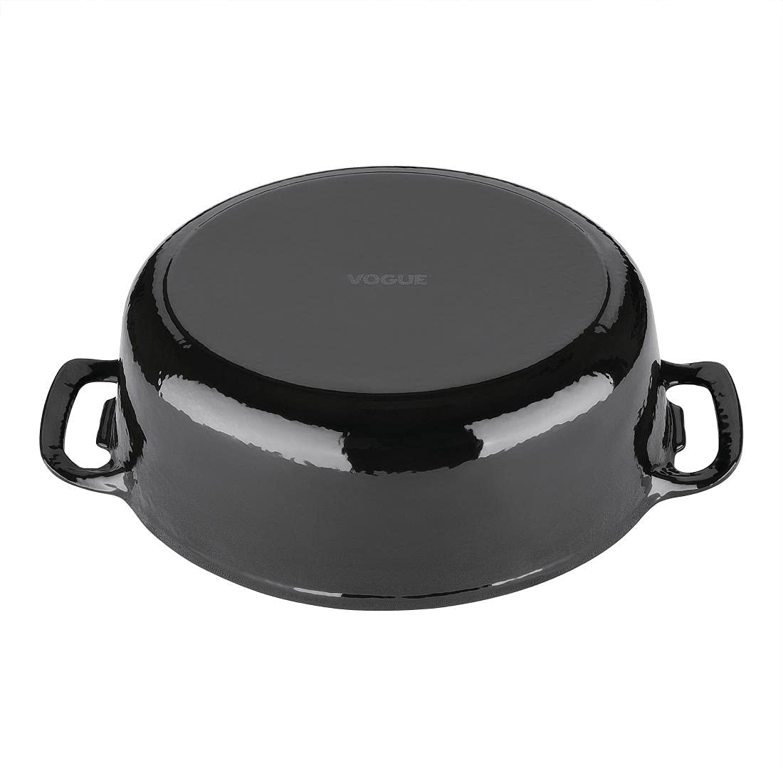 Vogue 6L Enameled Cast Iron Oval Casserole Dish - Black & Cream, 12.5x23x30.5cm, Induction & All Heat Sources Compatible (GH310) - Perfect for Slow Cooking, Braising & Serving at Family Dinners