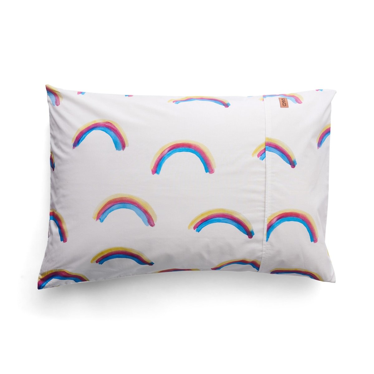 Rainbow Love Organic Cotton Single Pillowcase - Soft Hypoallergenic Bedding for Kids & Adults - Perfect for Home, Nursery, Dorm & Travel