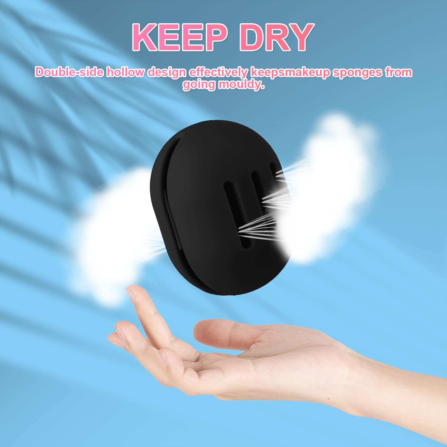 SAVITA Silicone Makeup Sponge Holder - Breathable Beauty Blender Case with Cover for Travel, Black | Compact Storage for Wet/Dry Makeup Sponges & Brushes | Perfect for Home, Gym & On-the-Go Makeup Touchups