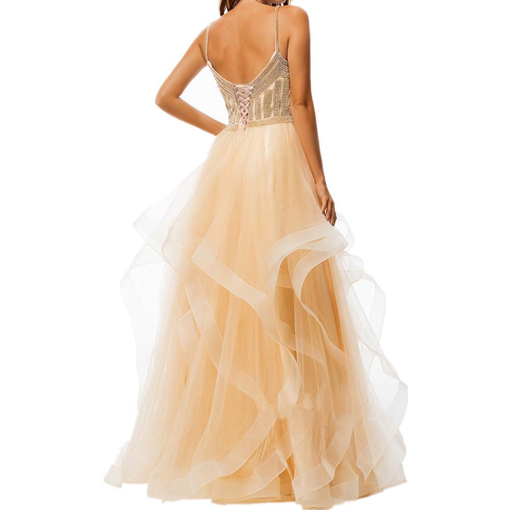 Adela Elegant Tulle Tiered Prom Dress with Straps - Ball Gown for Evening Parties, Homecoming, and Special Occasions - Style AR198