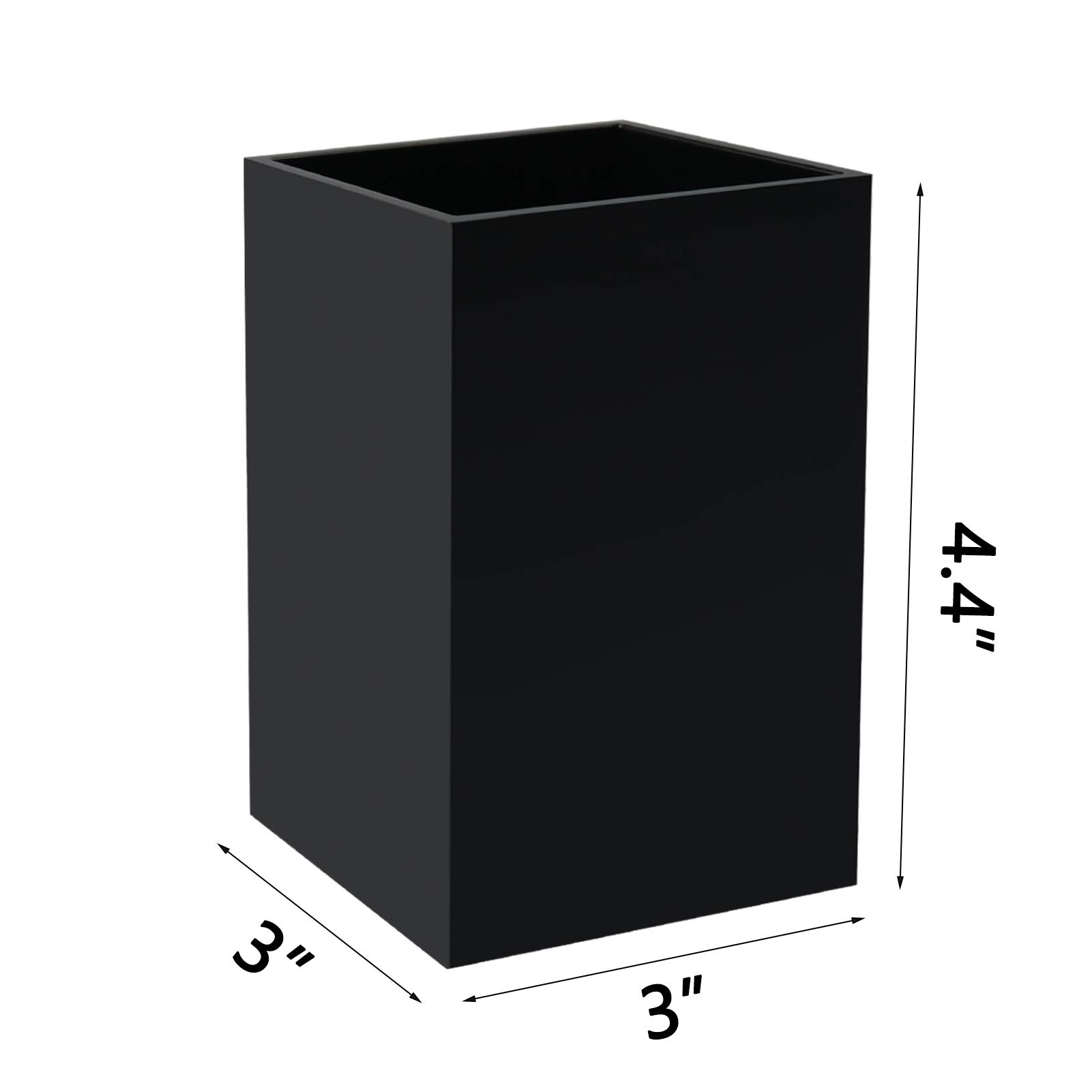 Acrylic Pen Holder for Desk - Black Pencil Organizer & Makeup Brush Holder - Office Desktop Storage Cup for Stationery, Cosmetics, and Art Supplies - Perfect for Home, Office, and Beauty Vanity Organization