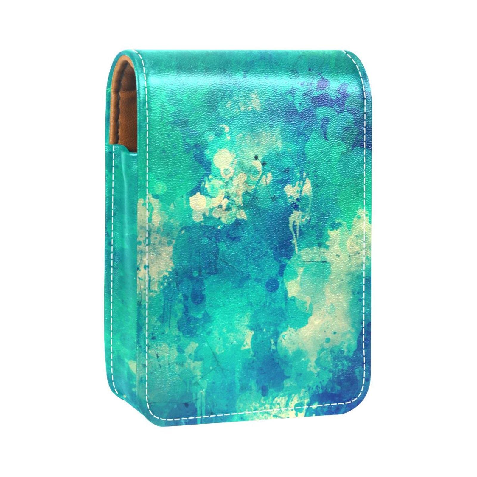Personalized Lipstick Case - Portable Makeup Bag & Cosmetic Pouch Organizer with Abstract Watercolor Design (Green) - Perfect for Travel, Daily Use & Gift Giving