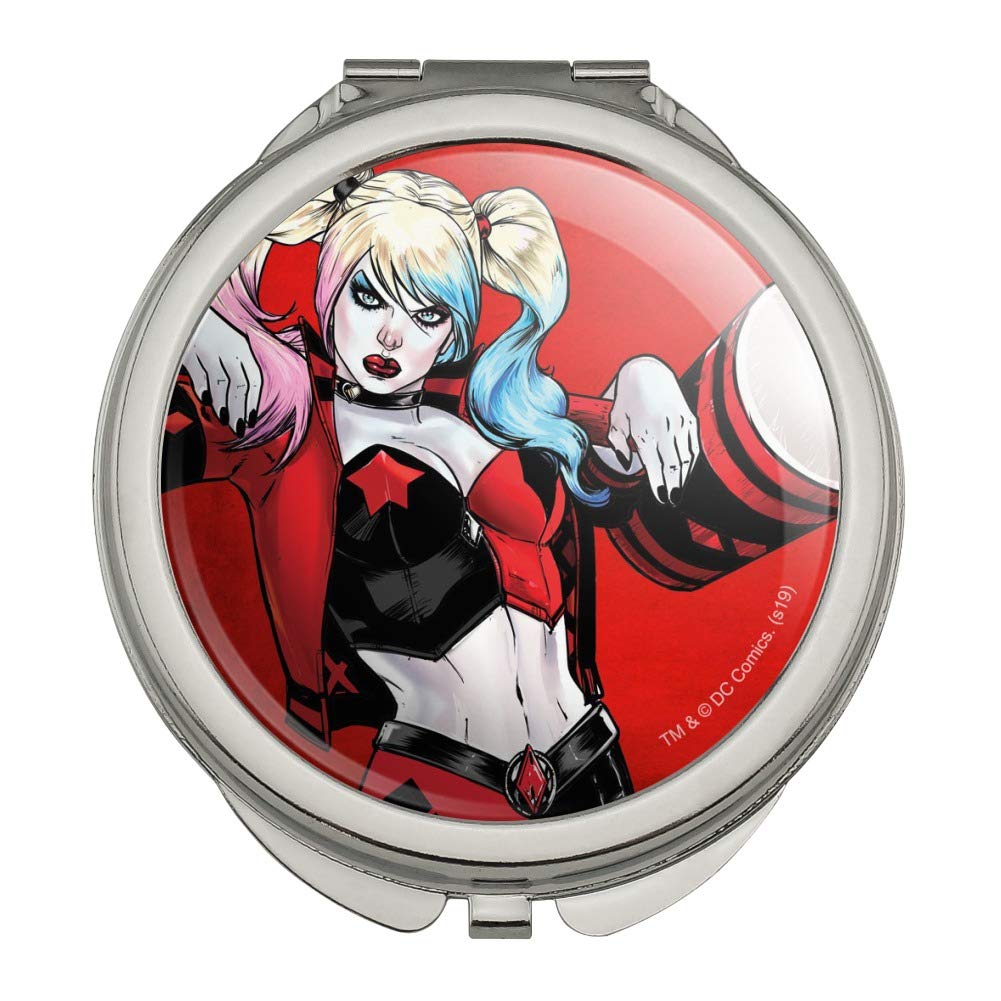 Harley Quinn Character Compact Travel Purse Handbag with Mirror - Cute Makeup Bag for Women, Cosmetics Organizer - Perfect for Travel, Gym, and Everyday Use
