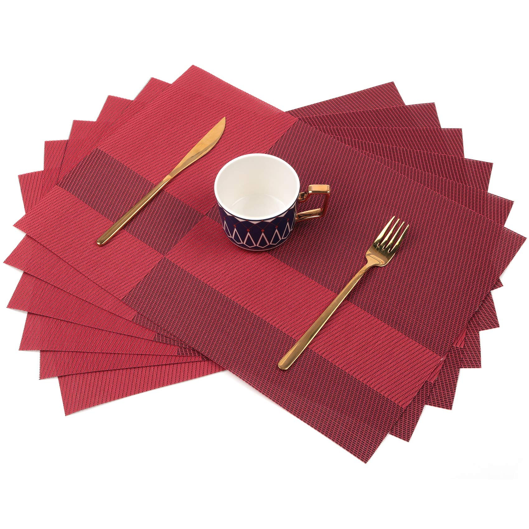 Sayopin 6-Pack Woven Vinyl Placemats for Dining Table - Waterproof, Washable & Easy to Clean Table Mats - Perfect for Everyday Use, Indoor Dining, Kitchen Decor & Dinner Parties