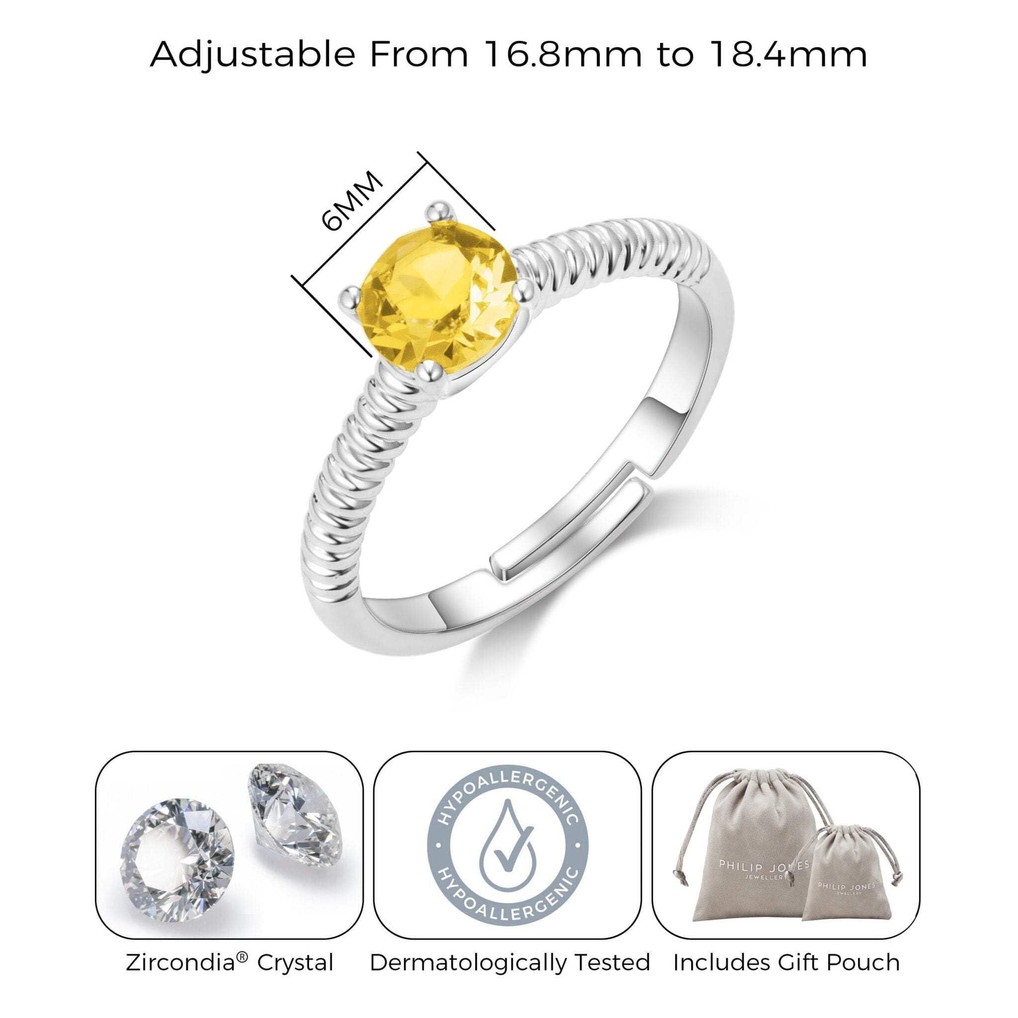 Topaz Birthstone Ring with Zirconia for November Birthdays & Gifts